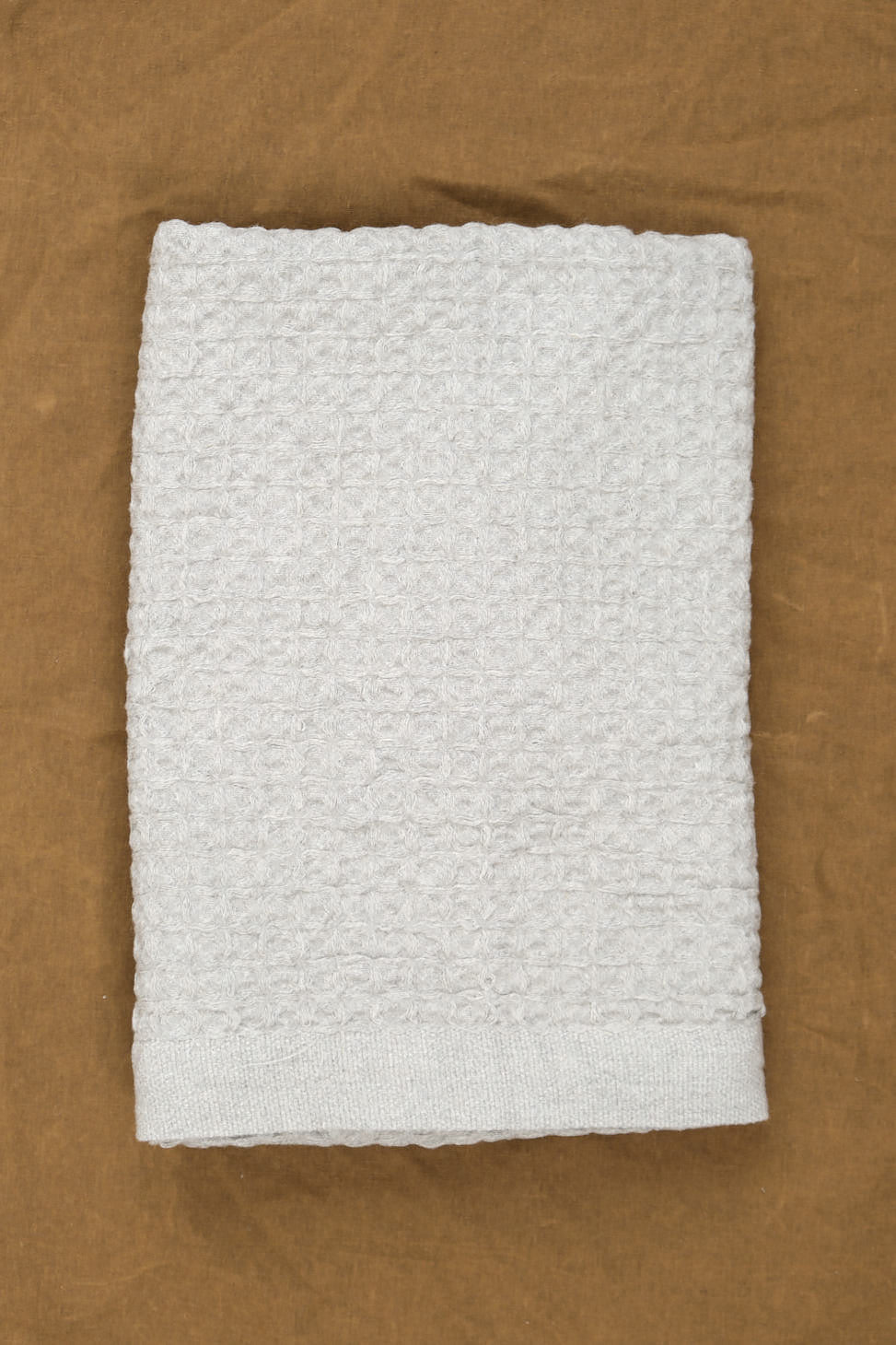 Lattice Cotton/Linen Bath Towel in Ice Grey folded