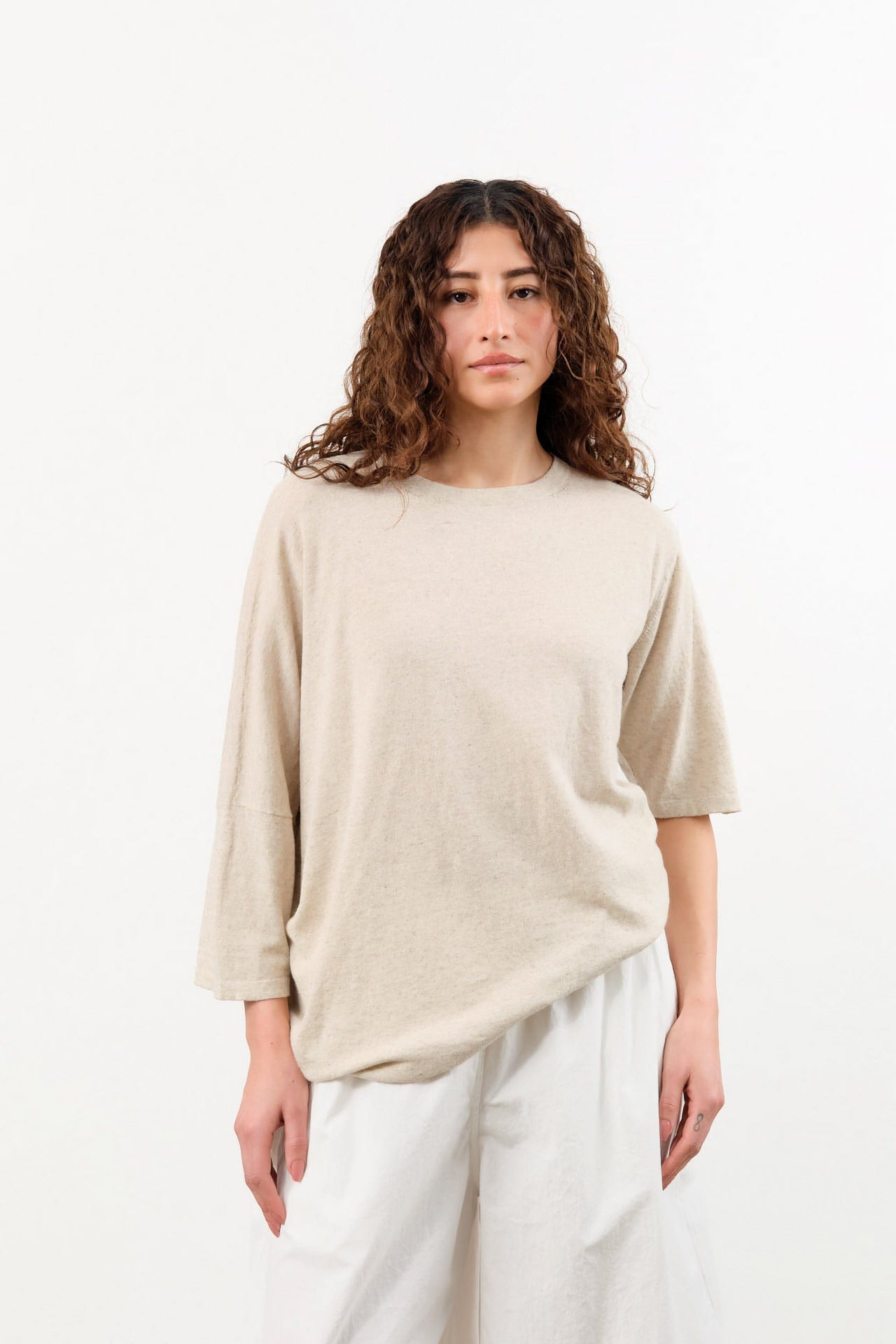Lauren Manoogian Apparel Womens Blouses Askew Tee in Flax