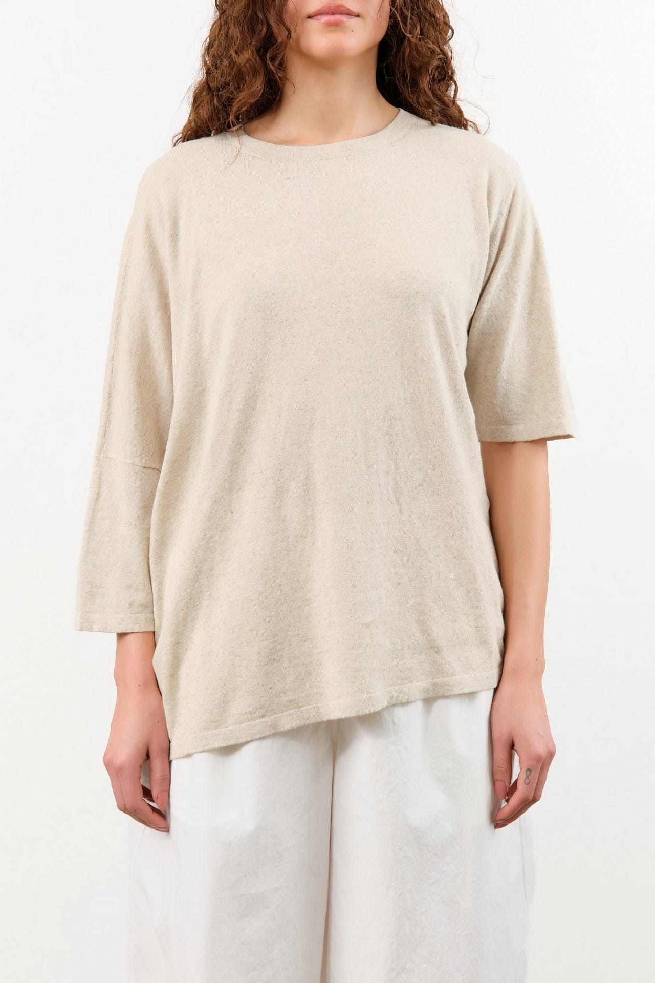 Lauren Manoogian Apparel Womens Blouses Askew Tee in Flax