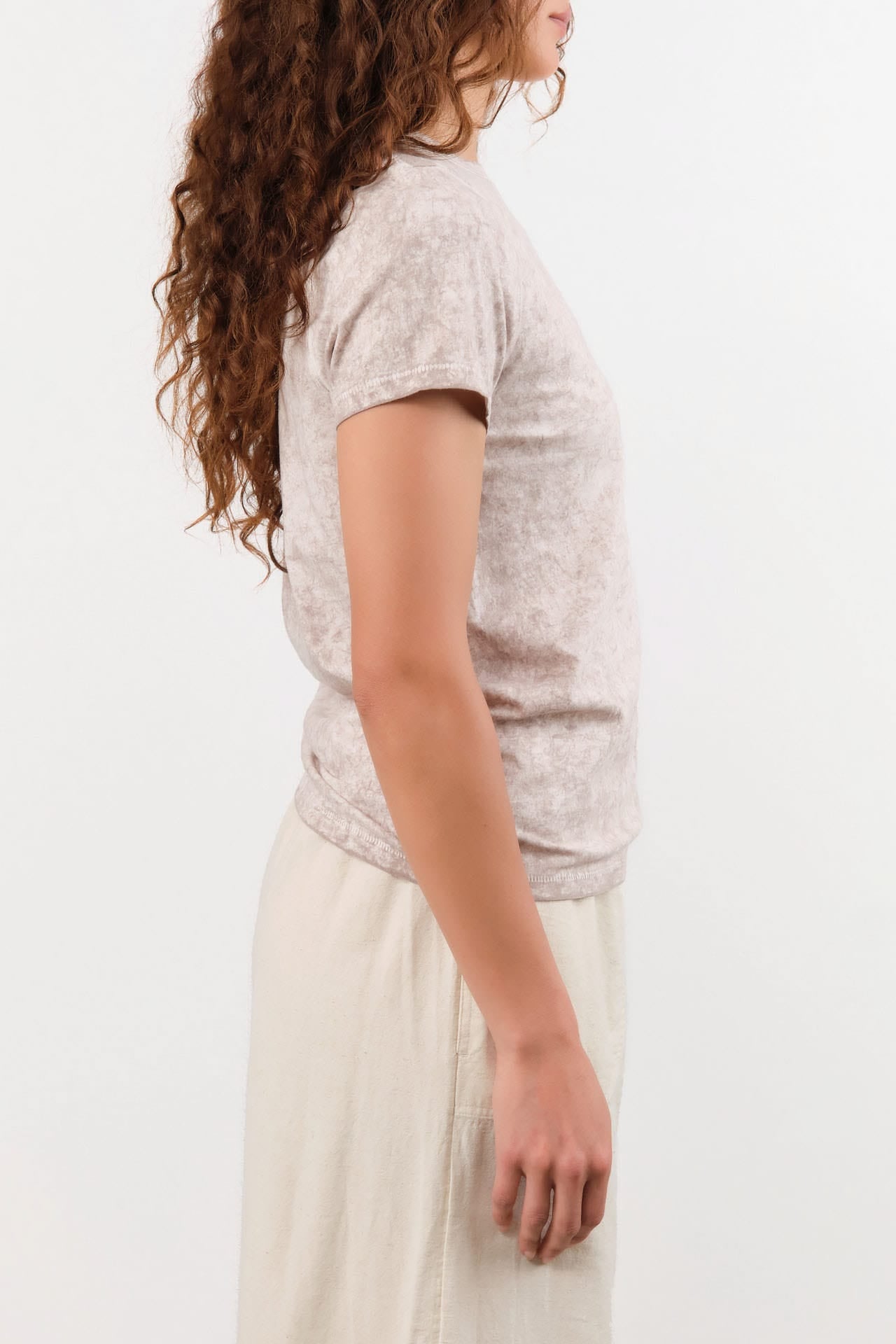 Lauren Manoogian Apparel Womens Tees Bias Baby Tee in Bark Crackle