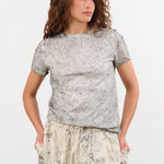Lauren Manoogian Apparel Womens Tees Bias Baby Tee in Rock Crackle