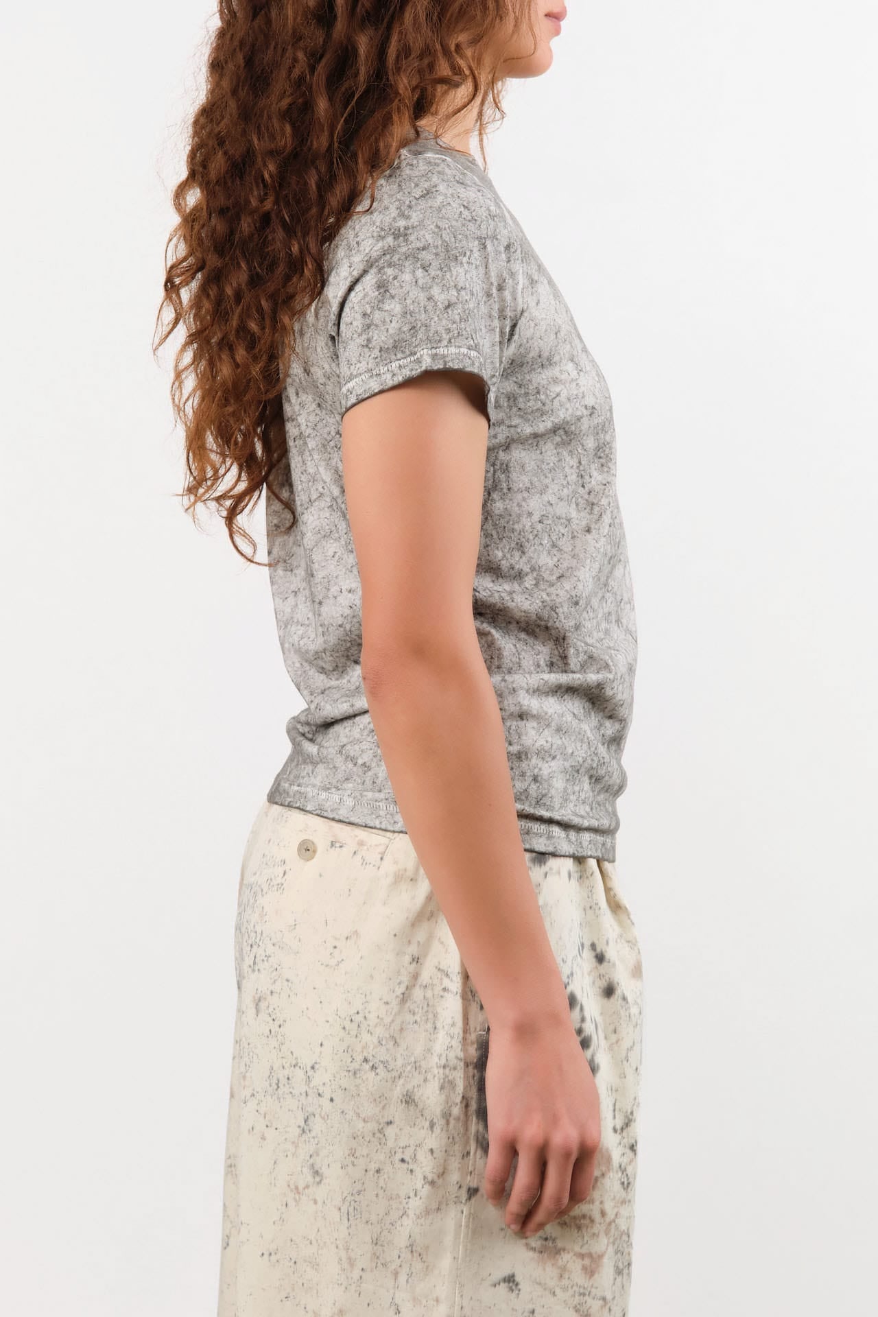 Lauren Manoogian Apparel Womens Tees Bias Baby Tee in Rock Crackle