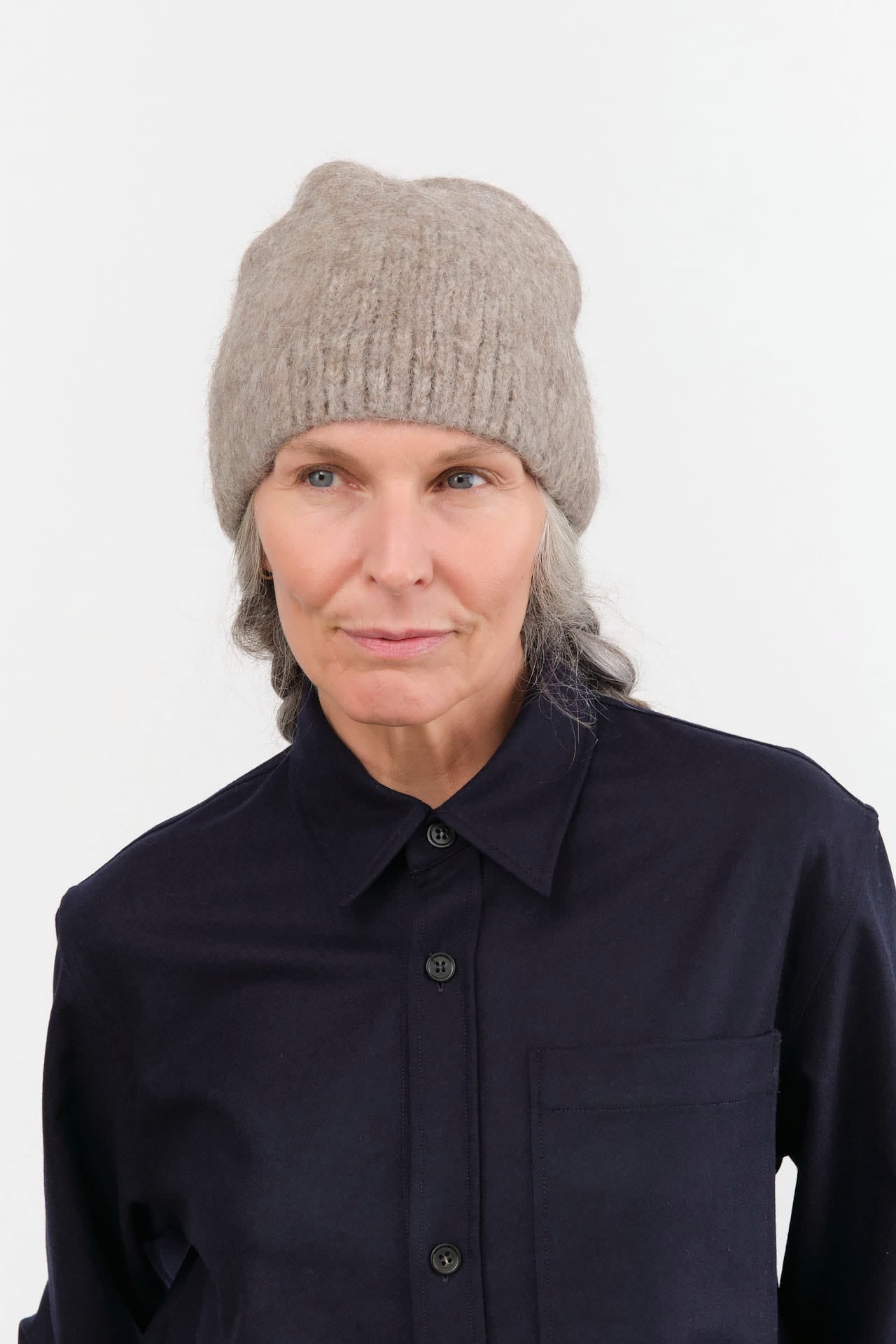 Lauren Manoogian Accessories Hats Brushed Beanie in Grey Melange Grey Melange