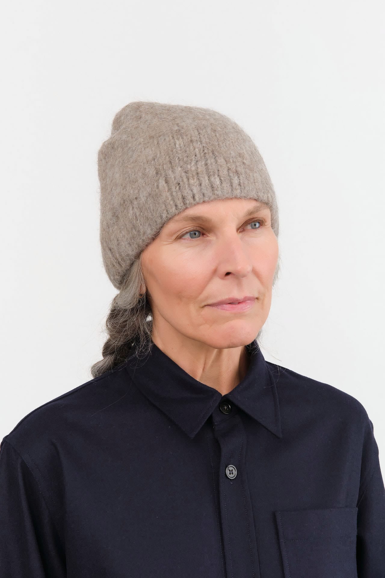 Lauren Manoogian Accessories Hats Brushed Beanie in Grey Melange Grey Melange