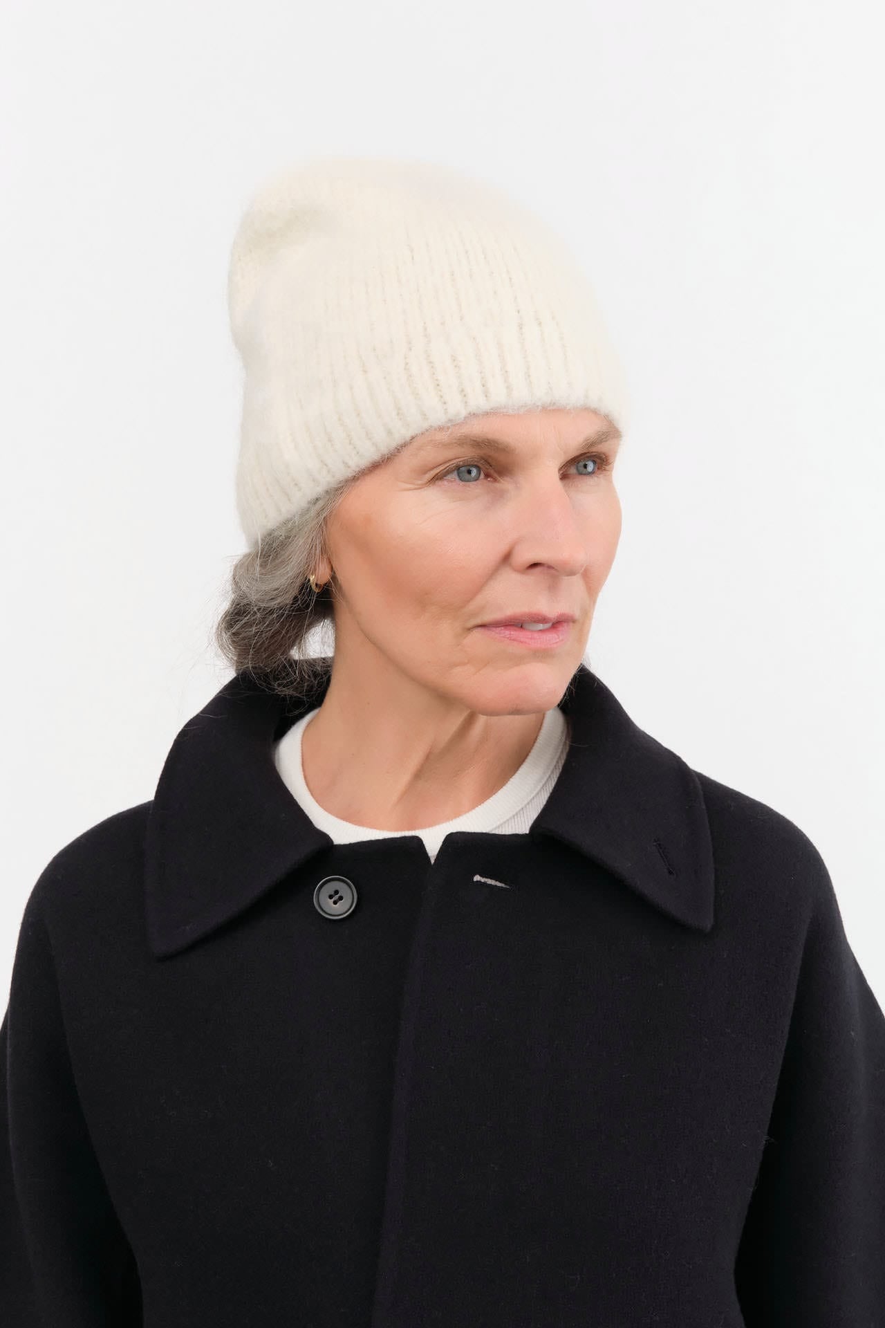 Lauren Manoogian Accessories Hats Brushed Beanie in Raw White Raw White