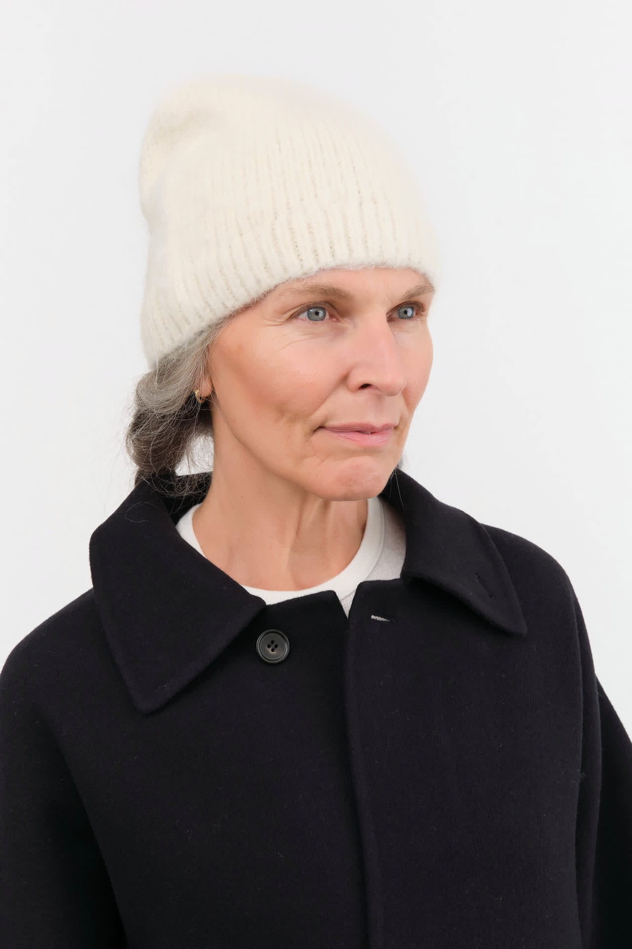 Lauren Manoogian Accessories Hats Brushed Beanie in Raw White Raw White