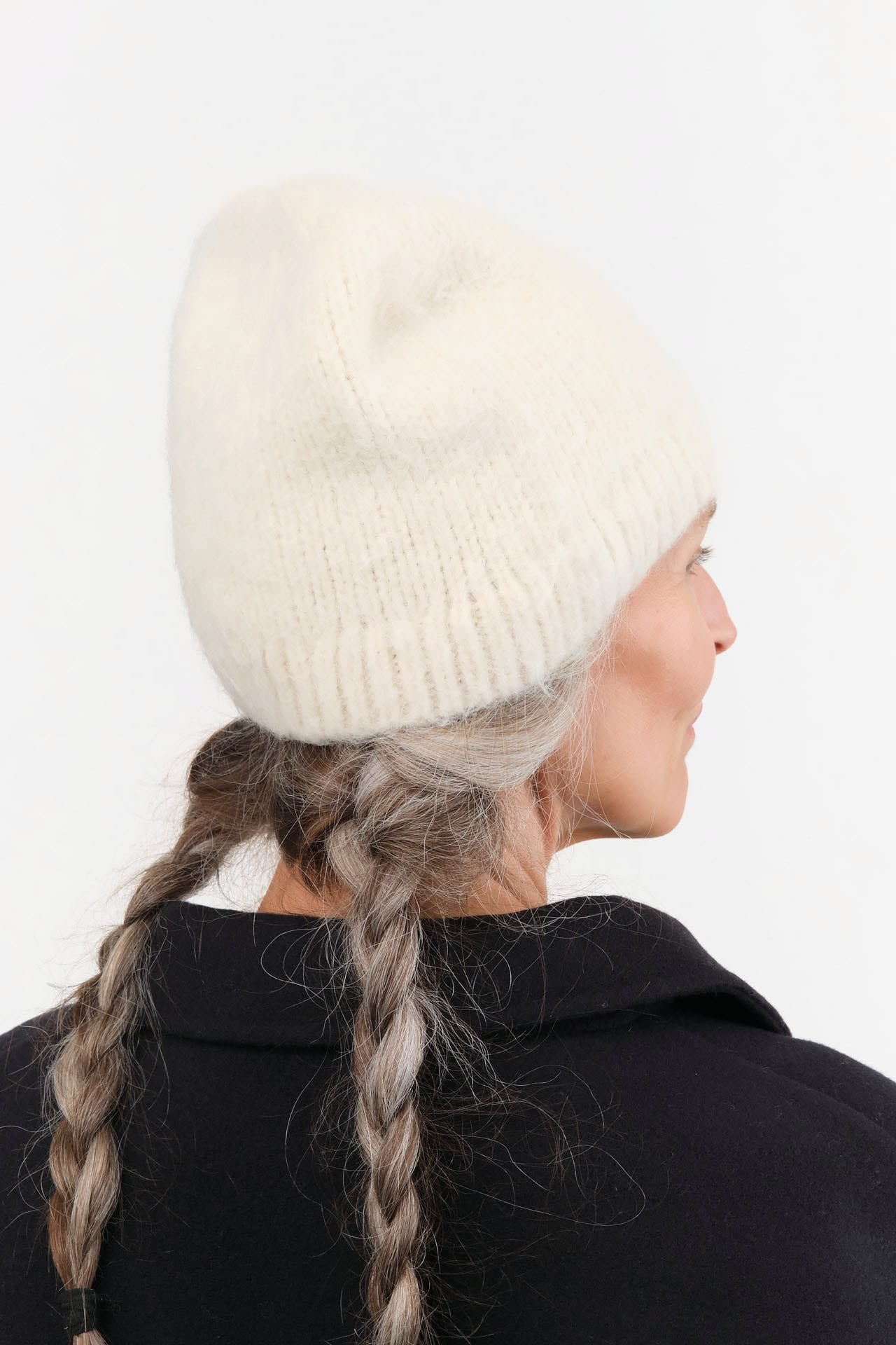 Lauren Manoogian Accessories Hats Brushed Beanie in Raw White Raw White