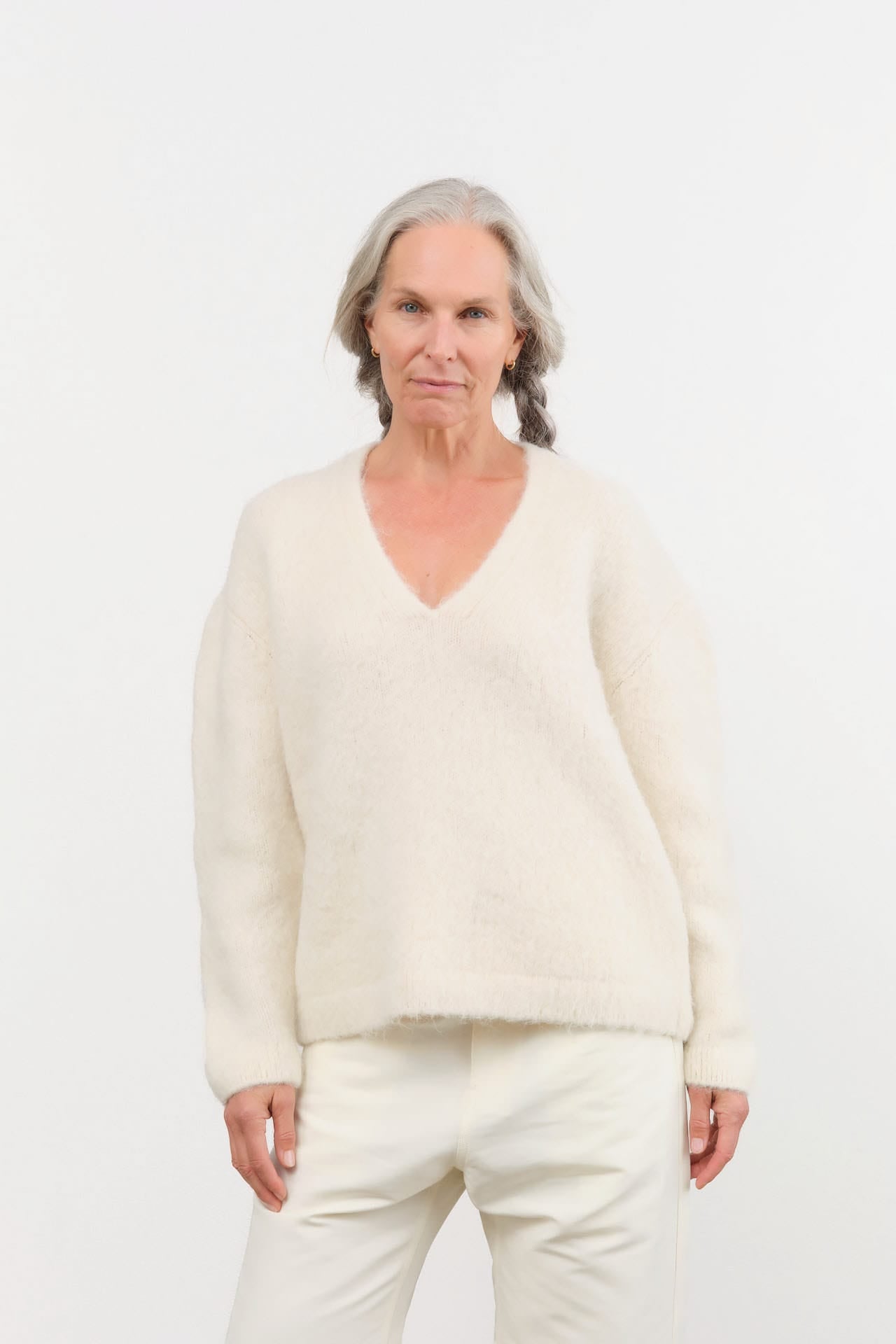 Lauren Manoogian Apparel Womens Sweaters Brushed V Neck