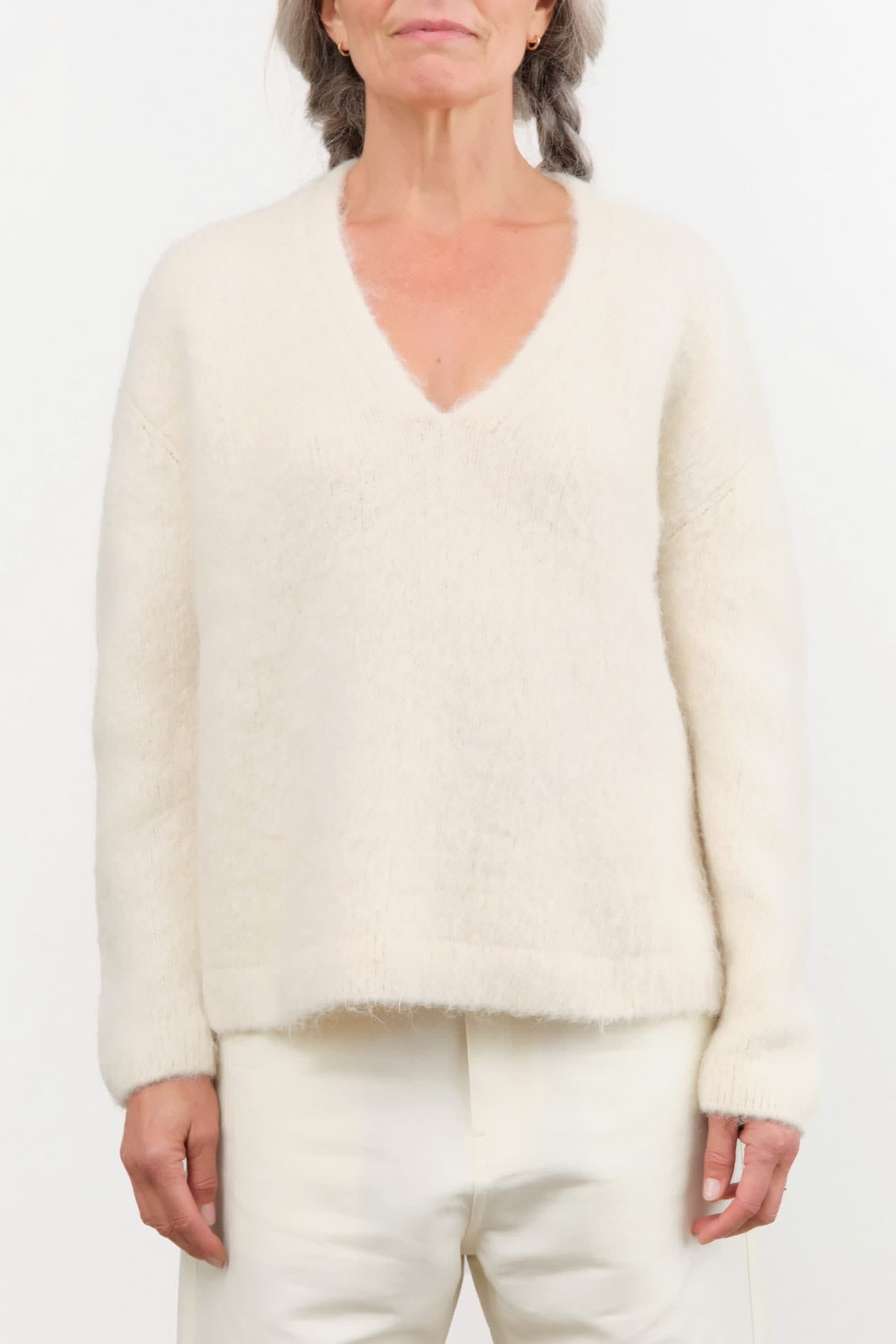 Lauren Manoogian Apparel Womens Sweaters Brushed V Neck