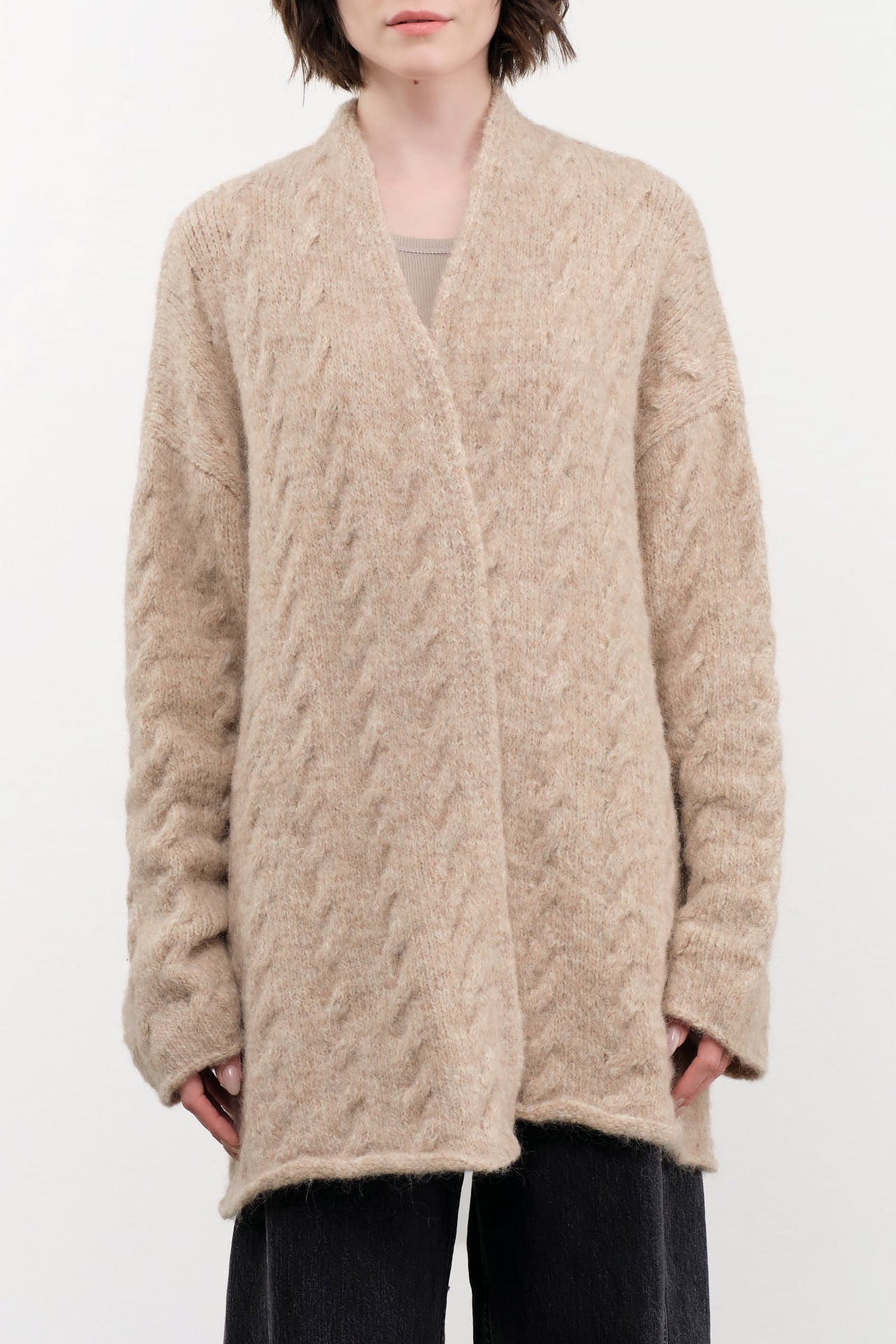 Lauren Manoogian Apparel Womens Sweaters Cable Cardigan Husk / One Size