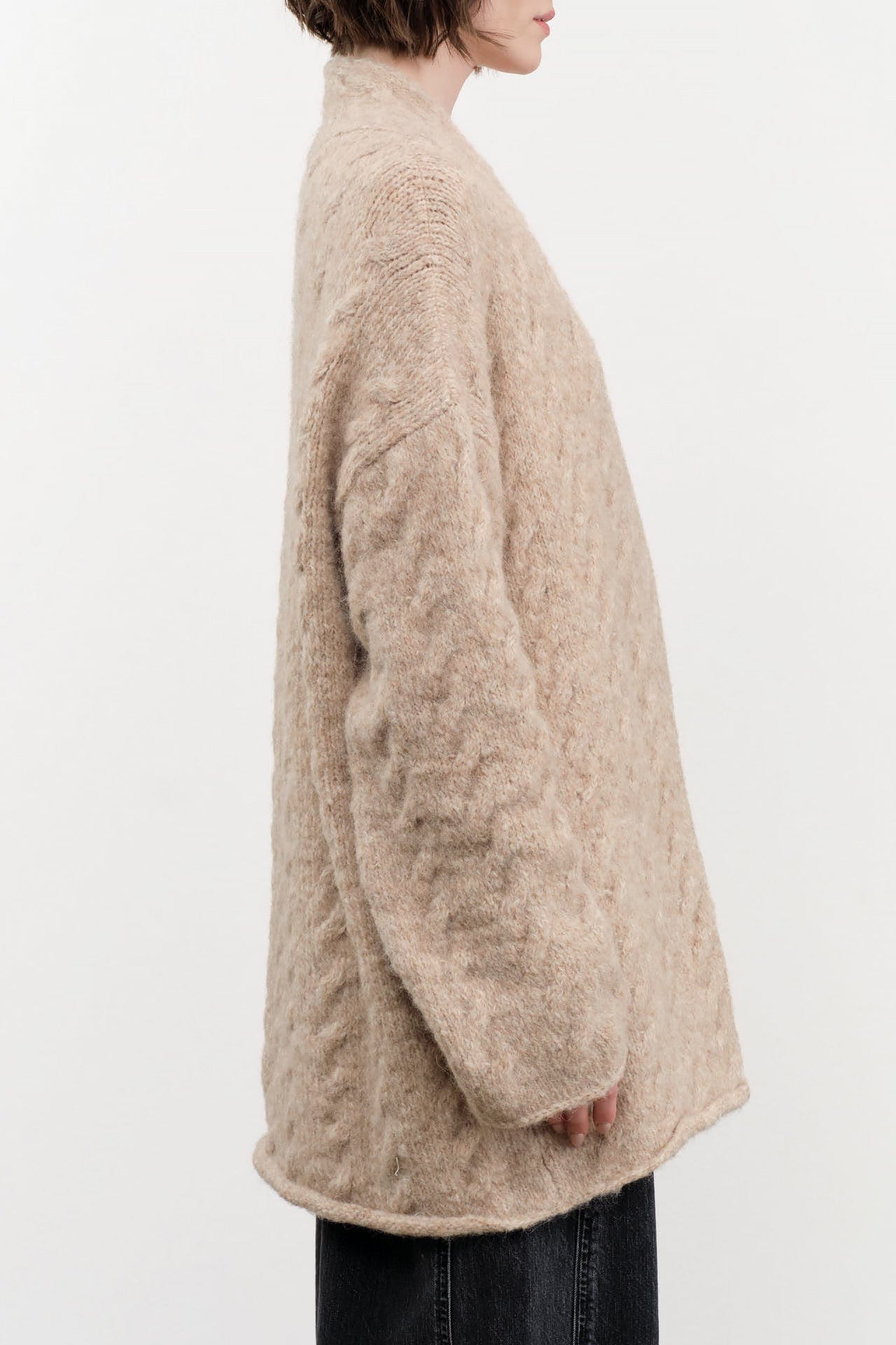 Lauren Manoogian Apparel Womens Sweaters Cable Cardigan Husk / One Size