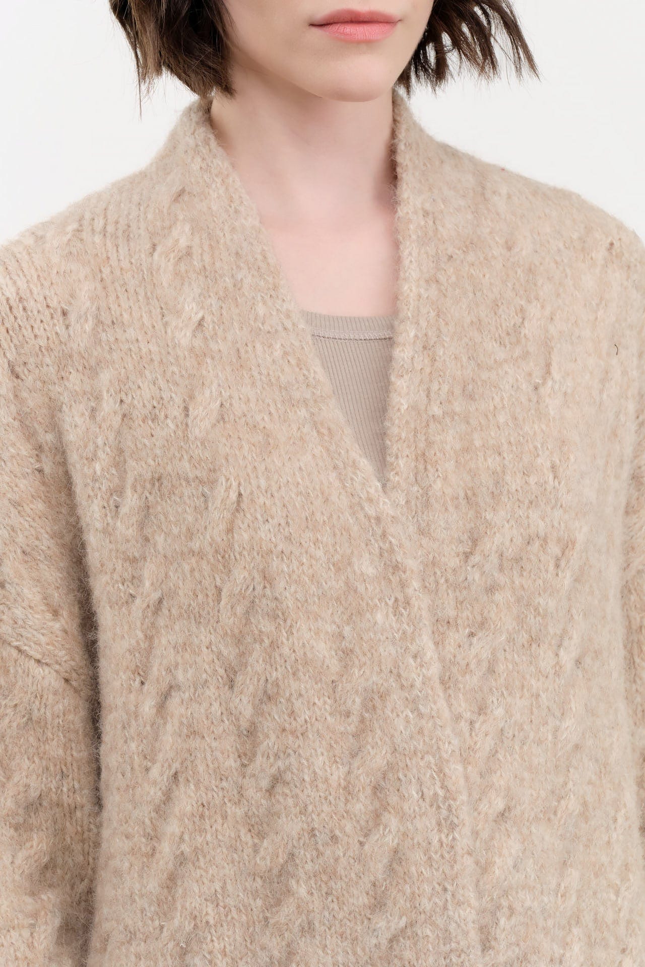 Lauren Manoogian Apparel Womens Sweaters Cable Cardigan Husk / One Size