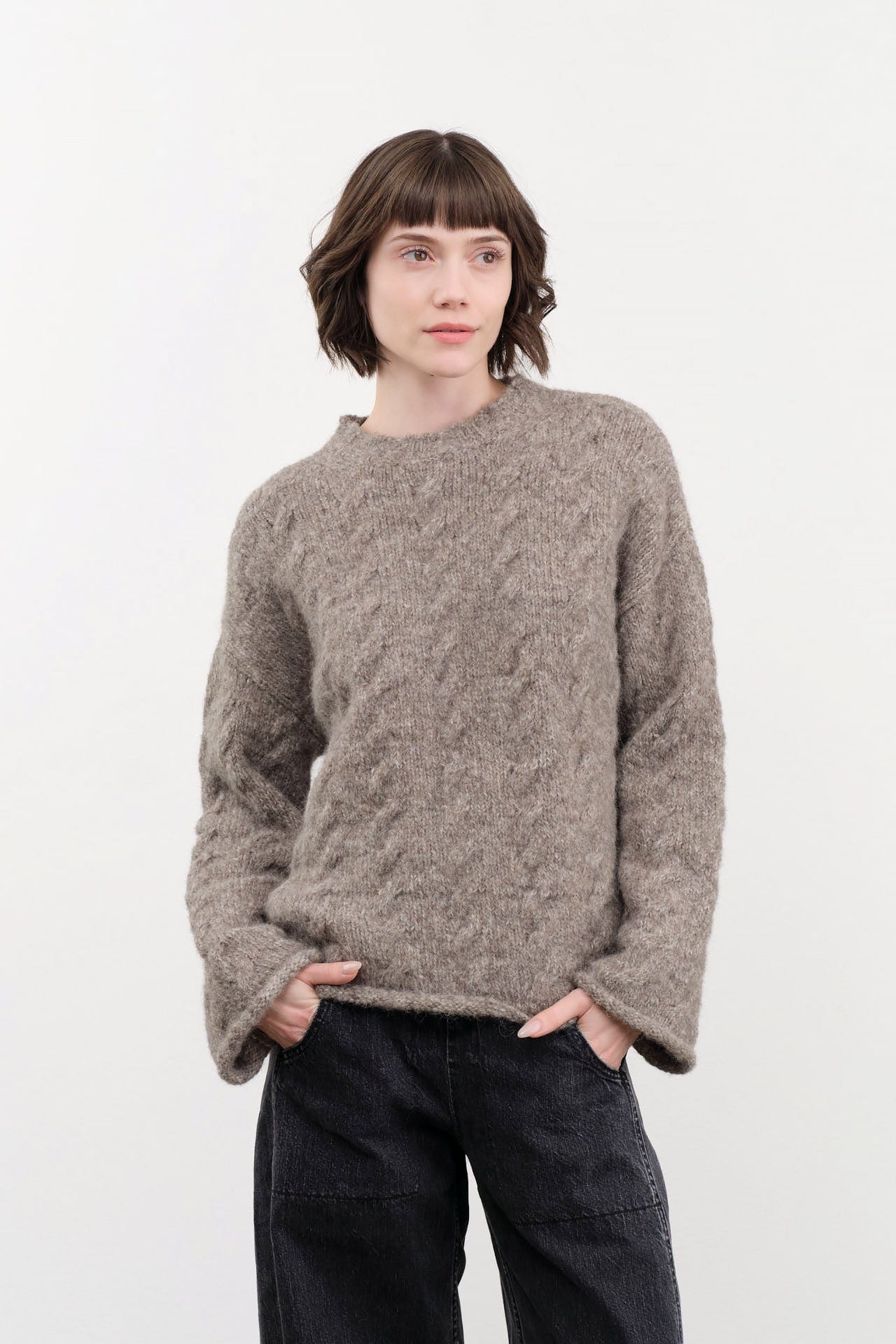 Lauren Manoogian Apparel Womens Sweaters Cable Crewneck