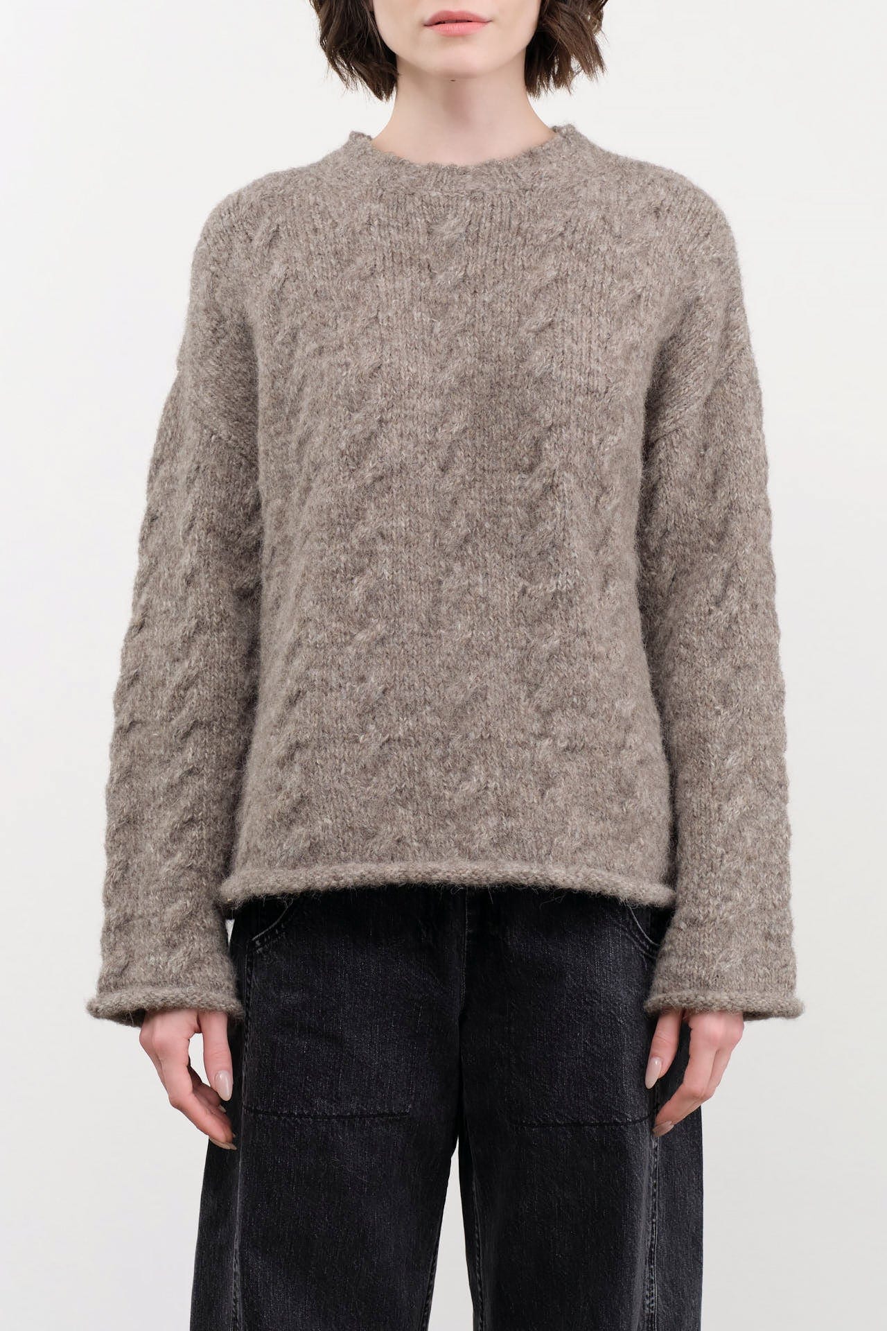 Lauren Manoogian Apparel Womens Sweaters Cable Crewneck