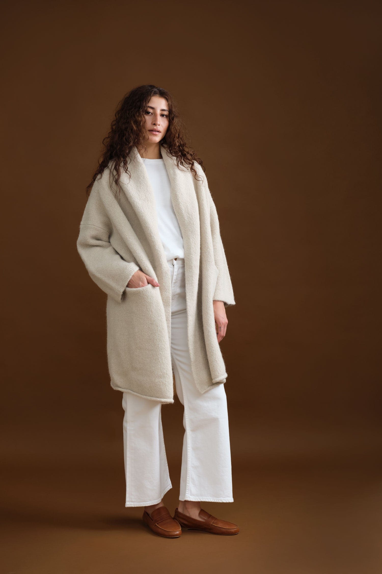 Lauren Manoogian Apparel Womens Outerwear Capote Coat in Antique Melange