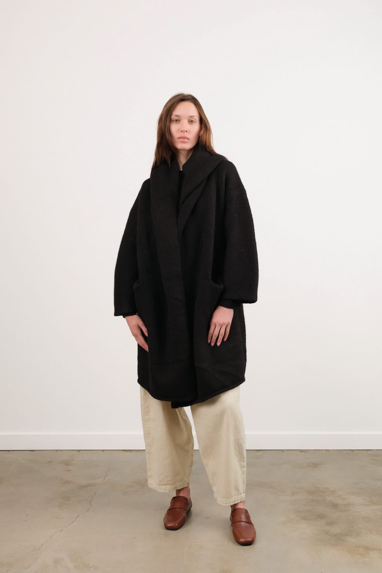 Lauren Manoogian Apparel Womens Sweaters Capote Coat in Black
