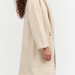 Lauren Manoogian Designer Brand Long Cardigan Capote Coat with Hood and Pockets in Ecru Cream