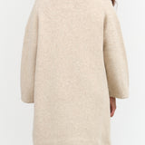 Ecru Cream Long Cardigan Capote Coat with Hood and Pockets by Lauren Manoogian Designer Brand