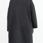 Ink Black Grey Long Cardigan Capote Coat with Hood and Pockets by Lauren Manoogian Designer Brand