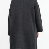 Ink Black Grey Long Cardigan Capote Coat with Hood and Pockets by Lauren Manoogian Designer Brand