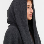 Lauren Manoogian Designer Brand Hooded Long Cardigan Capote Coat with Pockets in Ink Black Grey