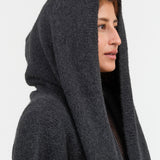 Lauren Manoogian Designer Brand Hooded Long Cardigan Capote Coat with Pockets in Ink Black Grey