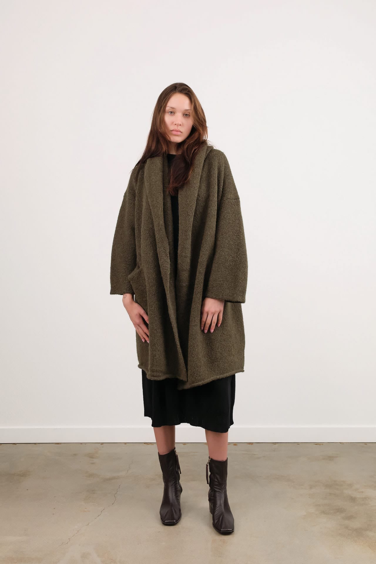 Lauren Manoogian Apparel Womens Sweaters Capote Coat in Olive