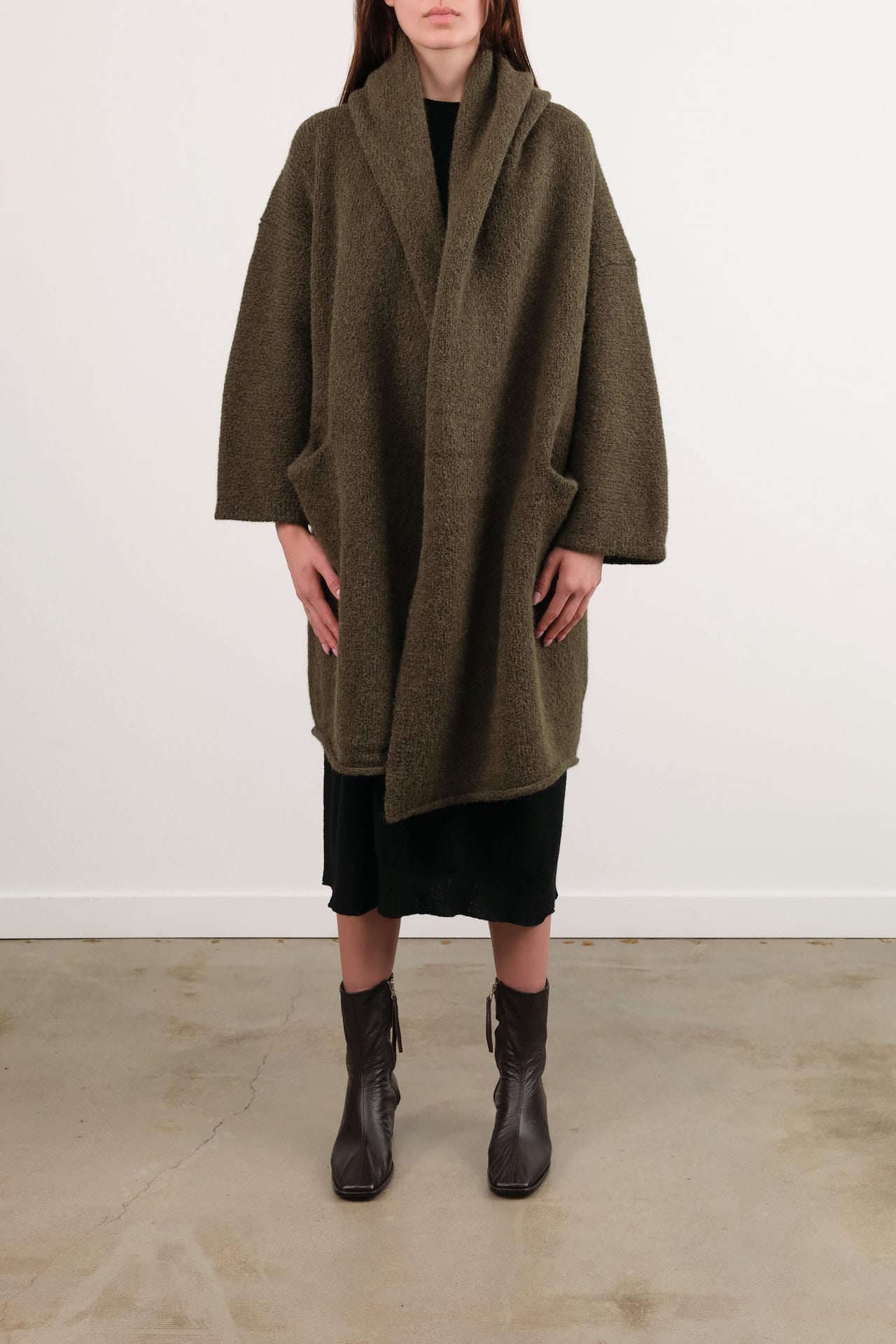 Lauren Manoogian Apparel Womens Sweaters Capote Coat in Olive
