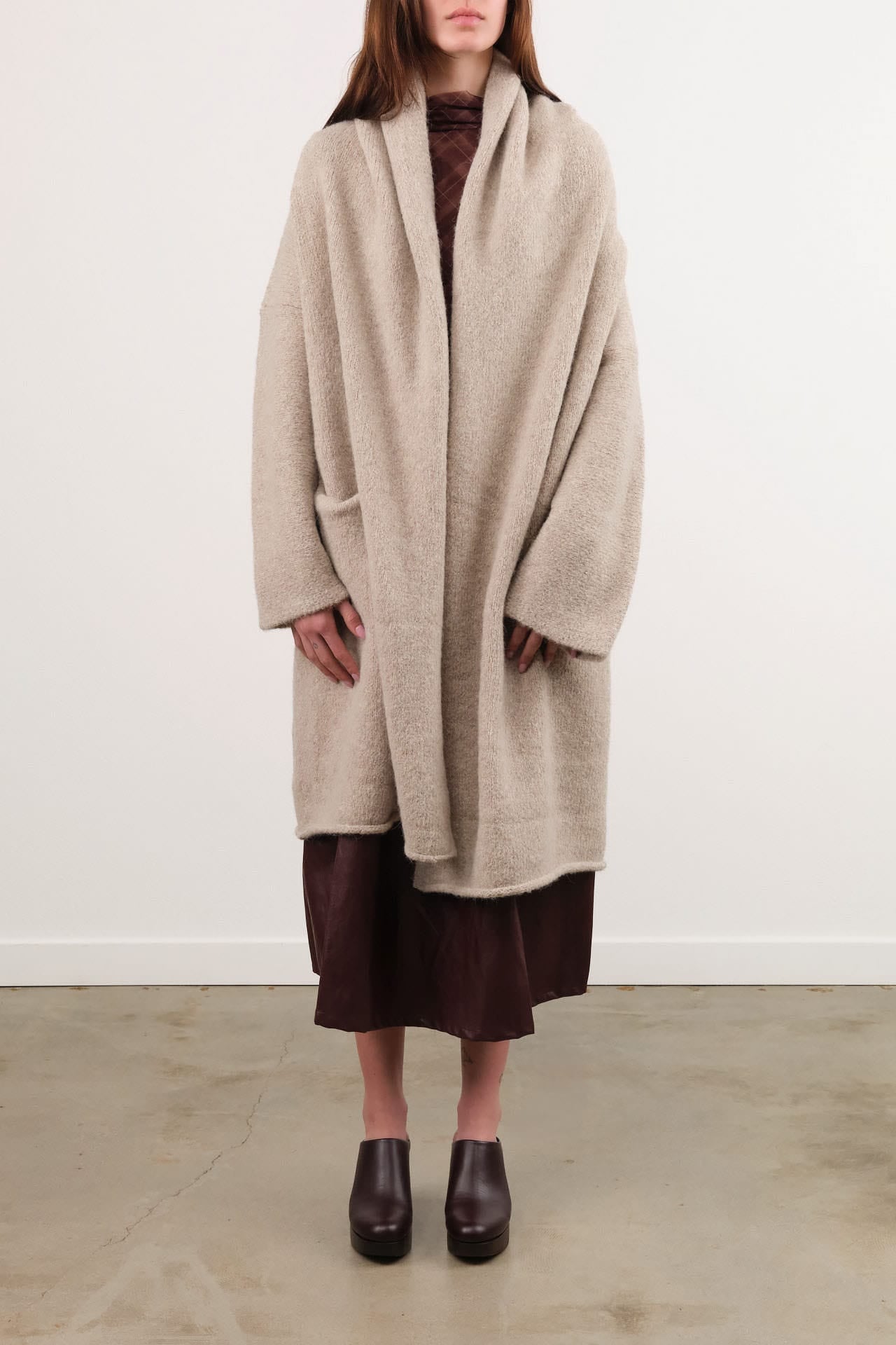 Lauren Manoogian Apparel Womens Sweaters Capote Coat in Pebble
