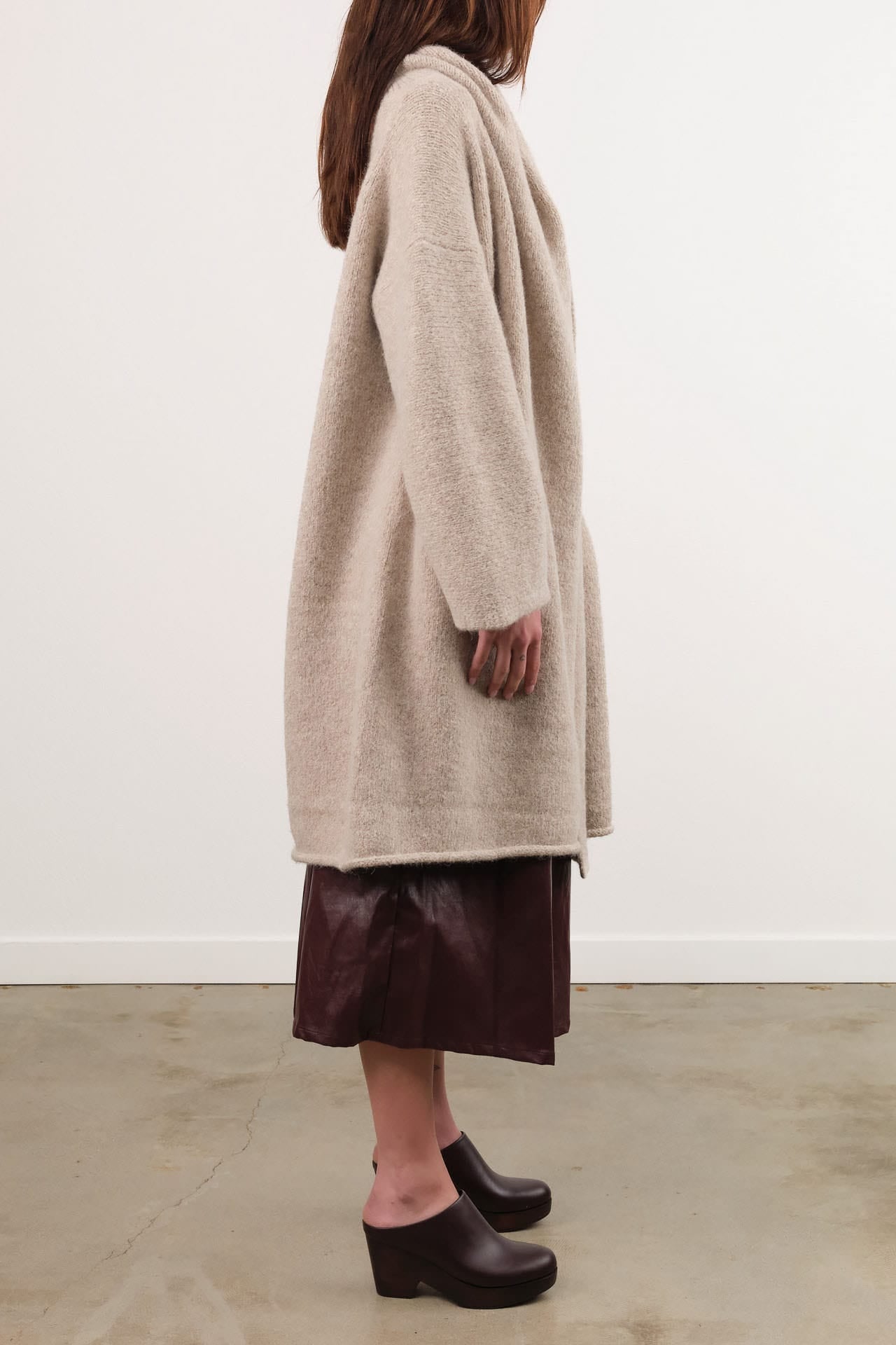 Lauren Manoogian Apparel Womens Sweaters Capote Coat in Pebble