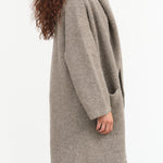 Lauren Manoogian Designer Brand Long Cardigan Capote Coat with Hood and Pockets in Rock Grey