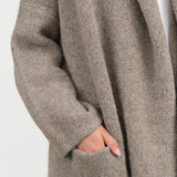 Long Cardigan Capote Coat with Hood and Pockets in Rock Gray by Lauren Manoogian Designer Brand