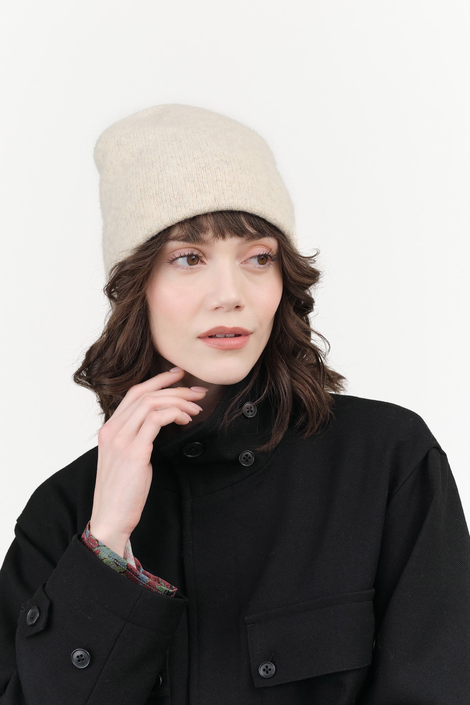 Lauren Manoogian Double Beanie in Ecru