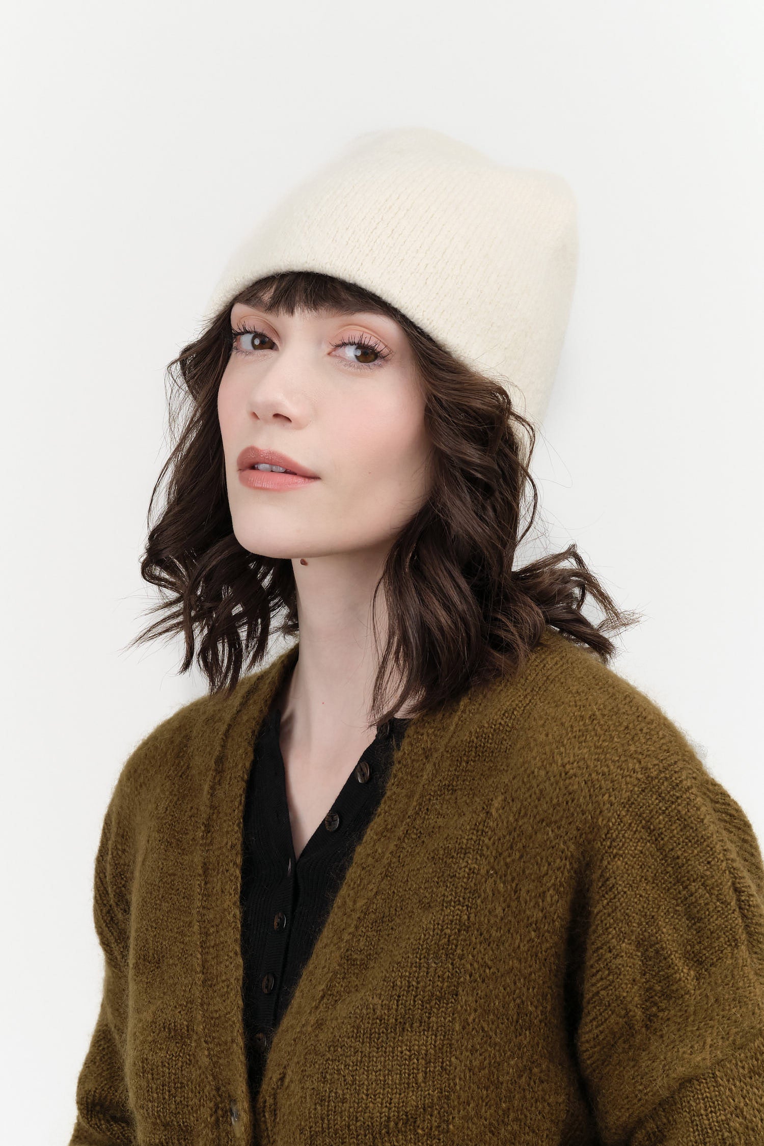 Lauren Manoogian Double Beanie in Raw White