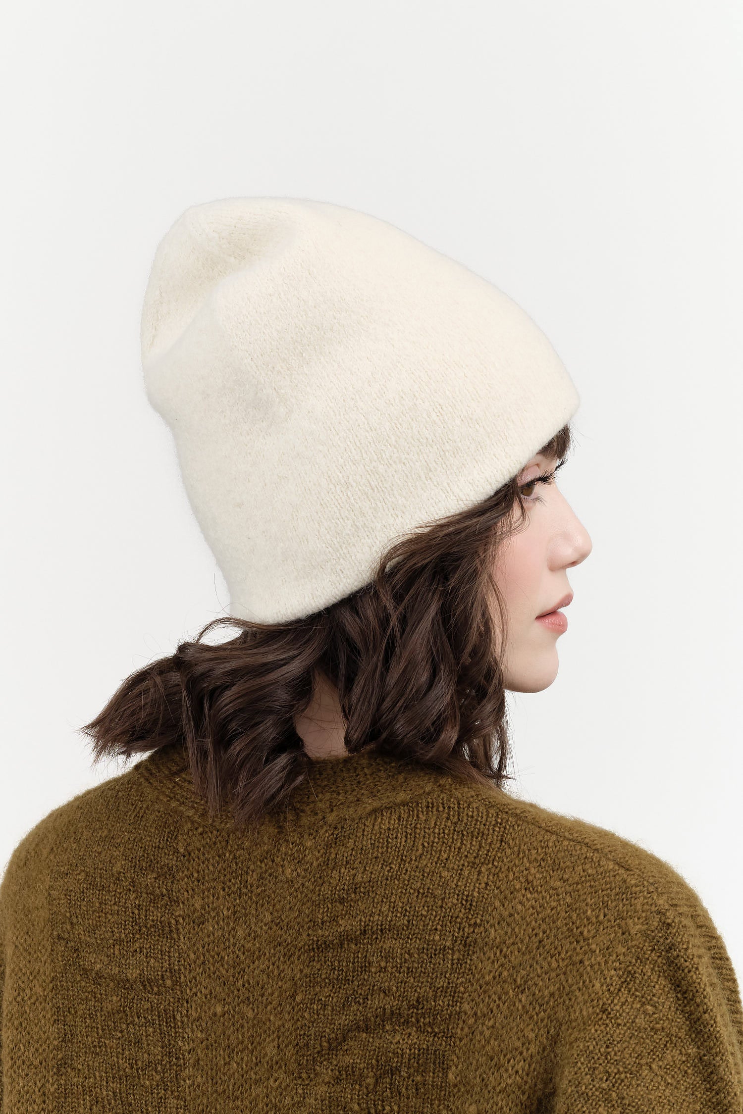 Raw White Double Beanie by Lauren Manoogian