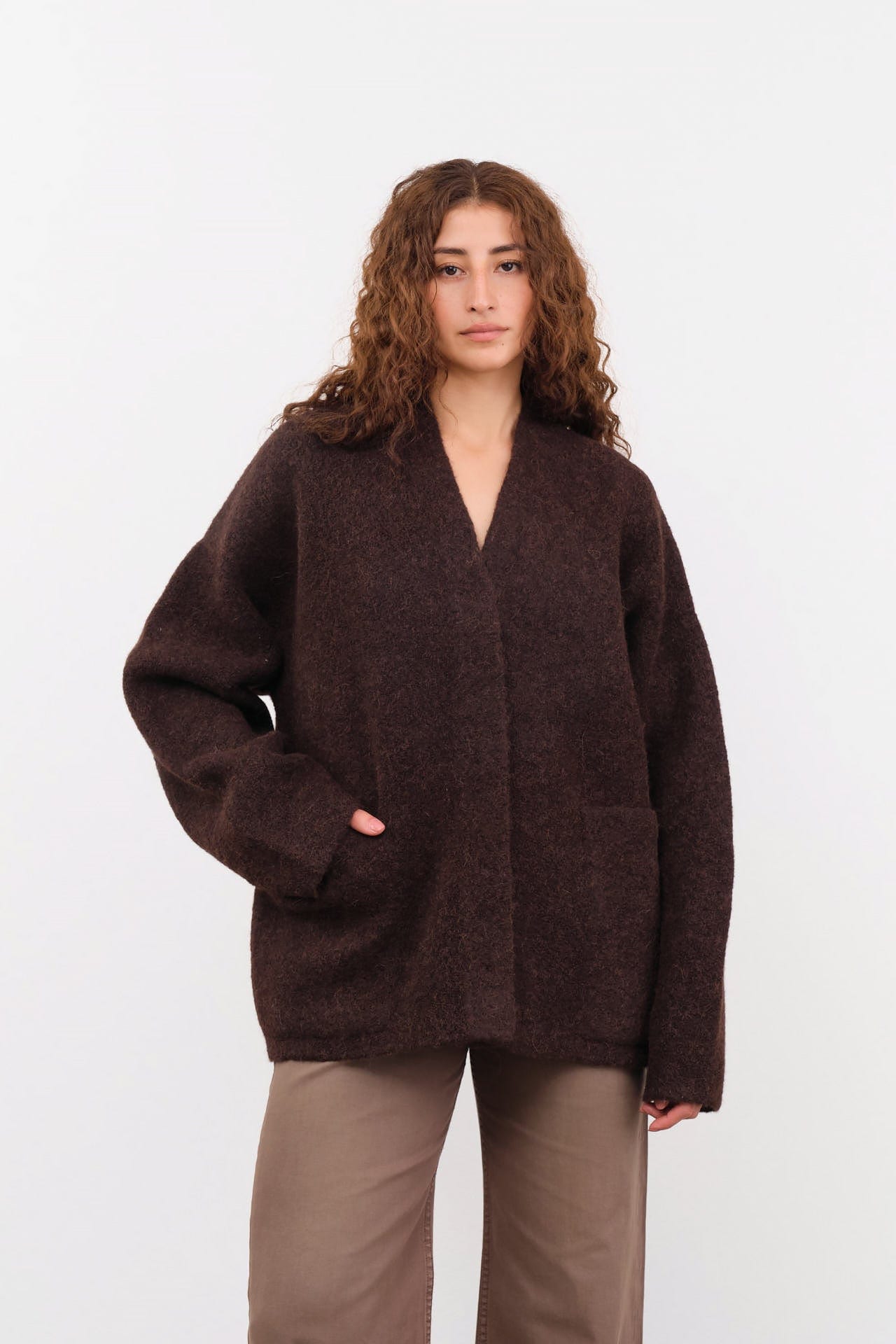 Lauren Manoogian Apparel Womens Outerwear Double Face Cardigan in Merlot