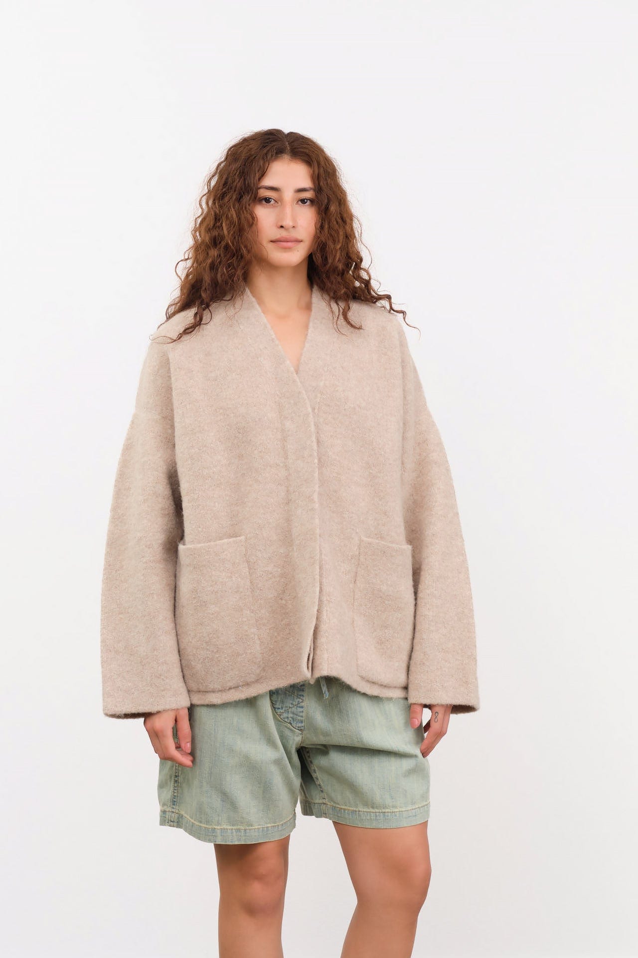 Lauren Manoogian Apparel Womens Outerwear Double Face Cardigan in Oak