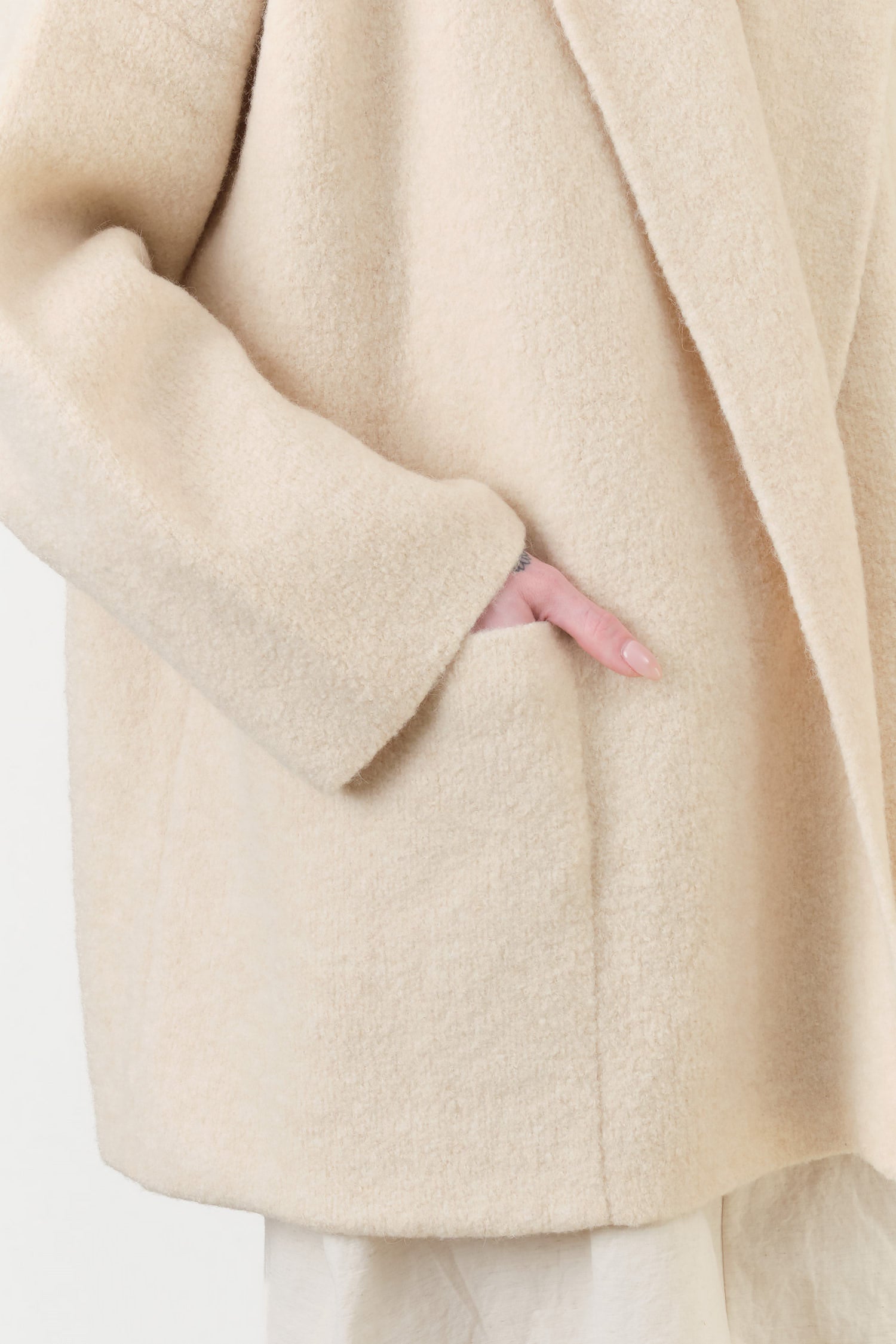 Double Face Cashmere Coat Cardigan in Alabaster White by Lauren Manoogian Designer Brand 