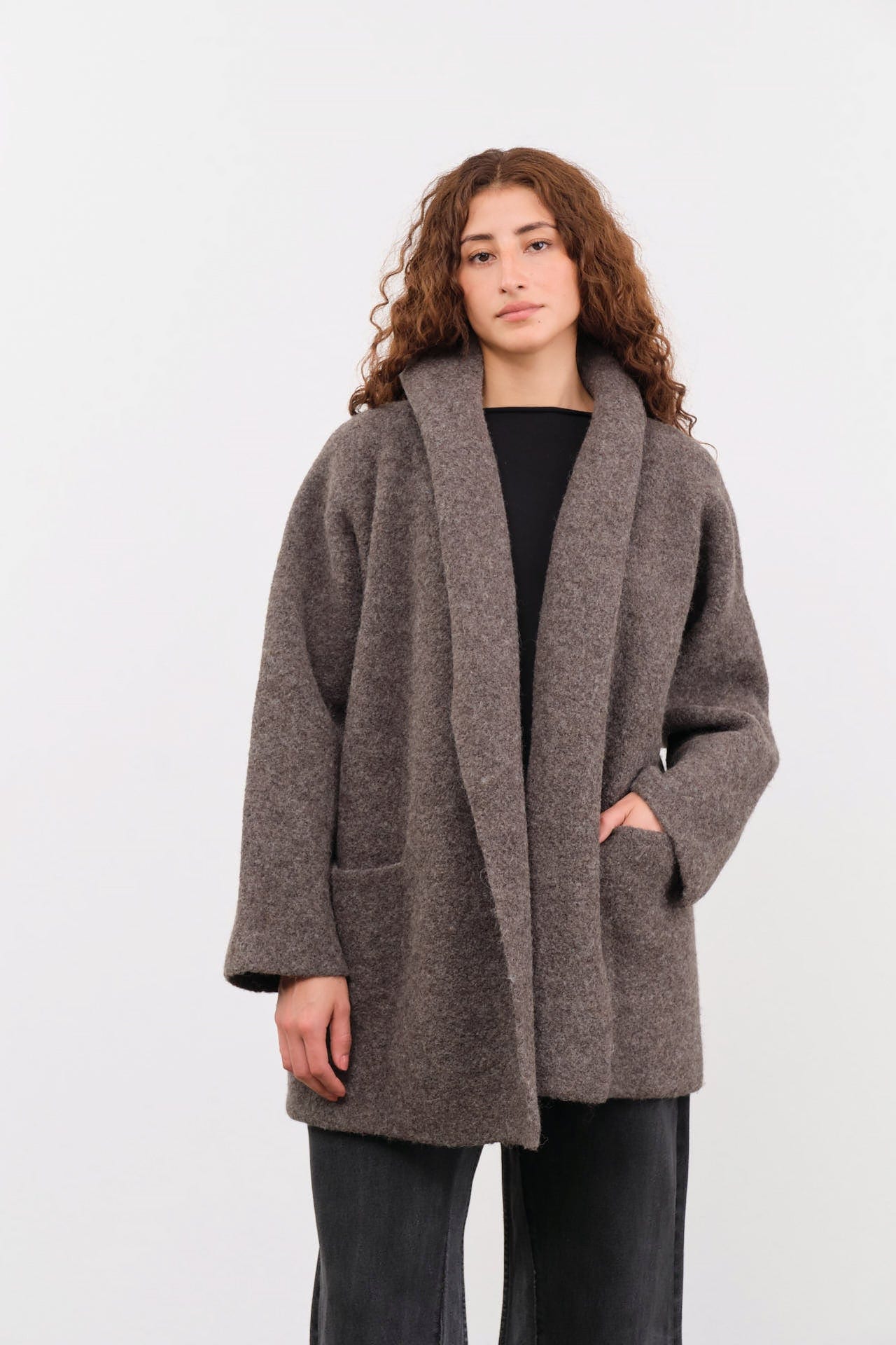 Lauren Manoogian Apparel Womens Outerwear Double Face Coat in Blackened