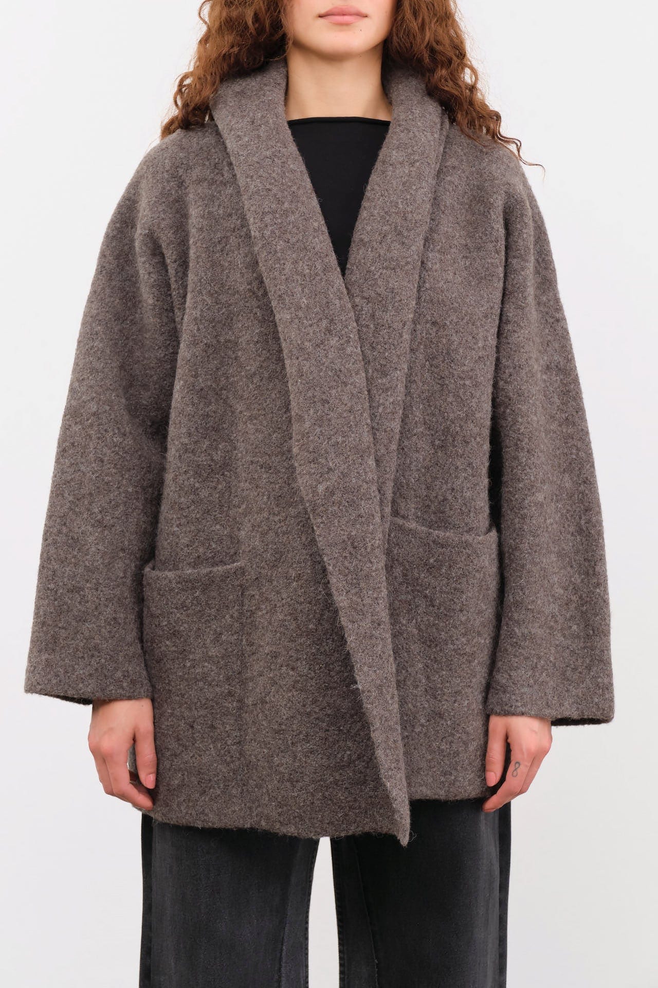 Lauren Manoogian Apparel Womens Outerwear Double Face Coat in Blackened