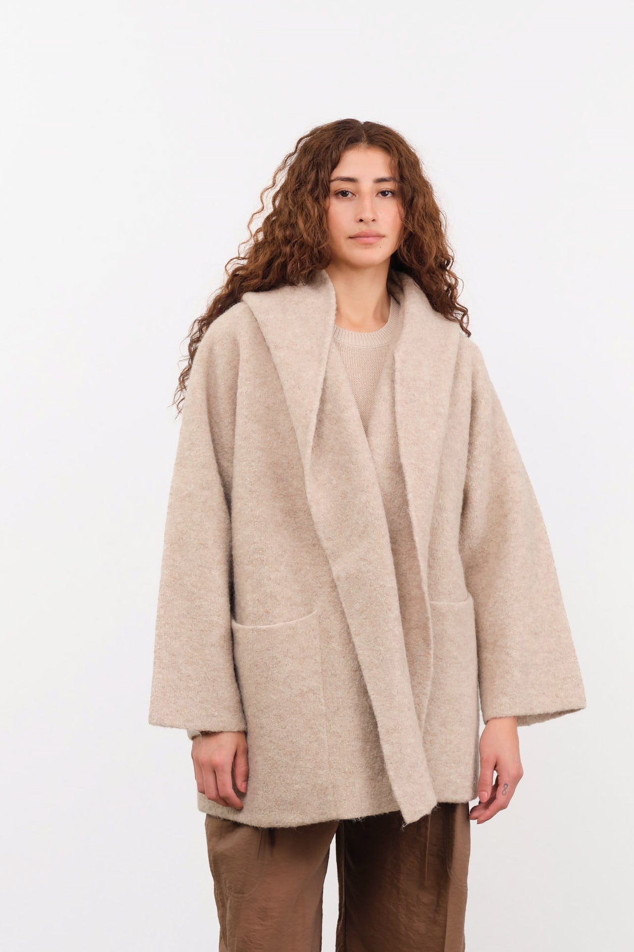 Lauren Manoogian Apparel Womens Outerwear Double Face Coat in Oak