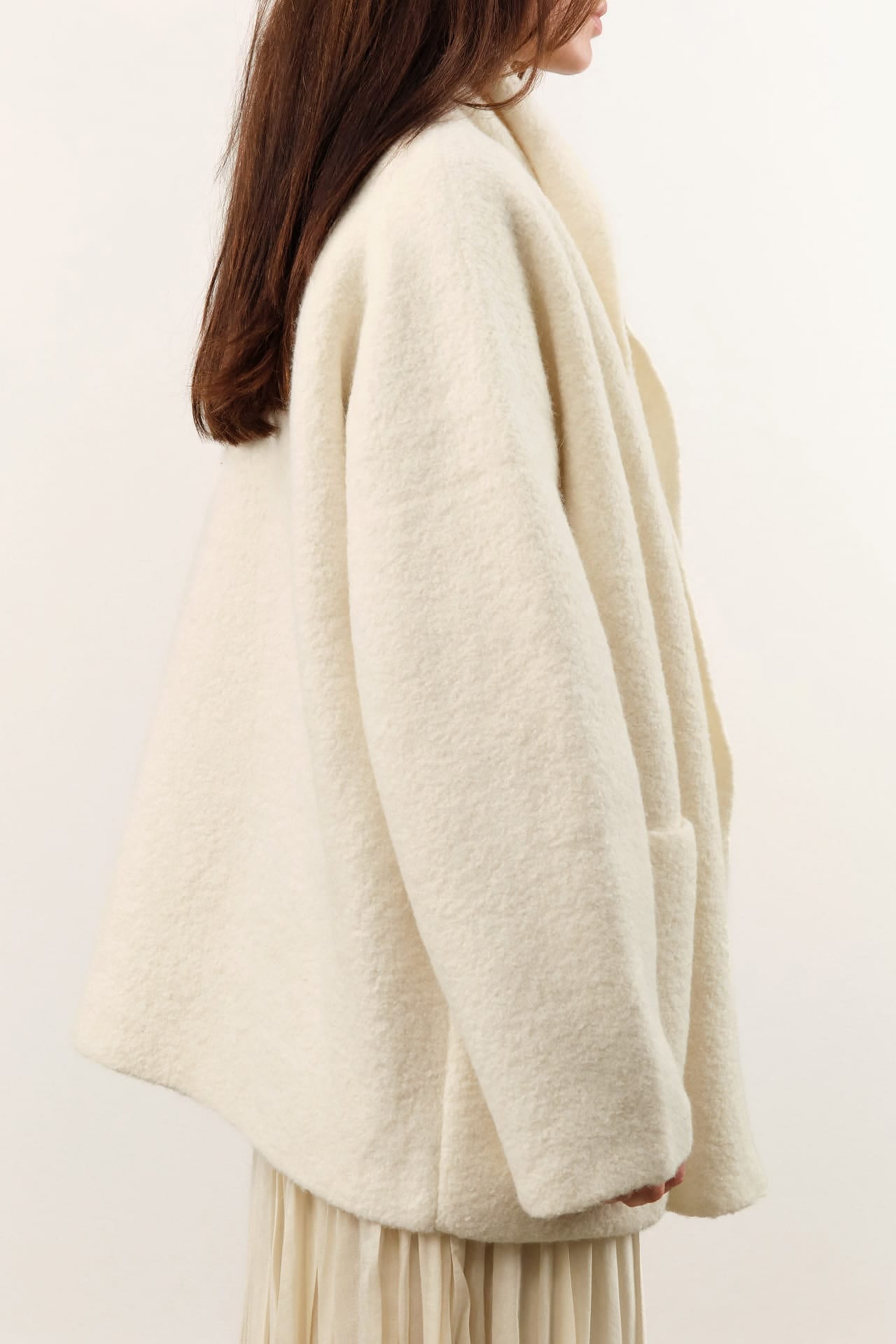 Lauren Manoogian Apparel Womens Sweaters Double Face Coat in Raw White