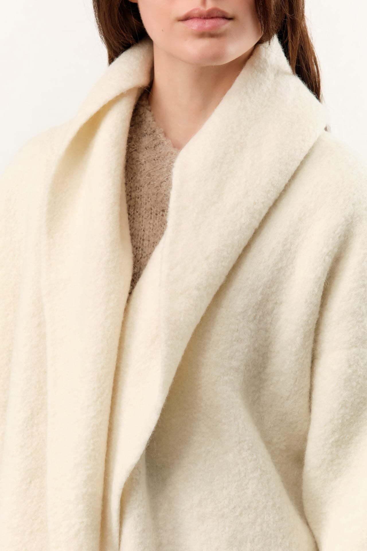 Lauren Manoogian Apparel Womens Sweaters Double Face Coat in Raw White
