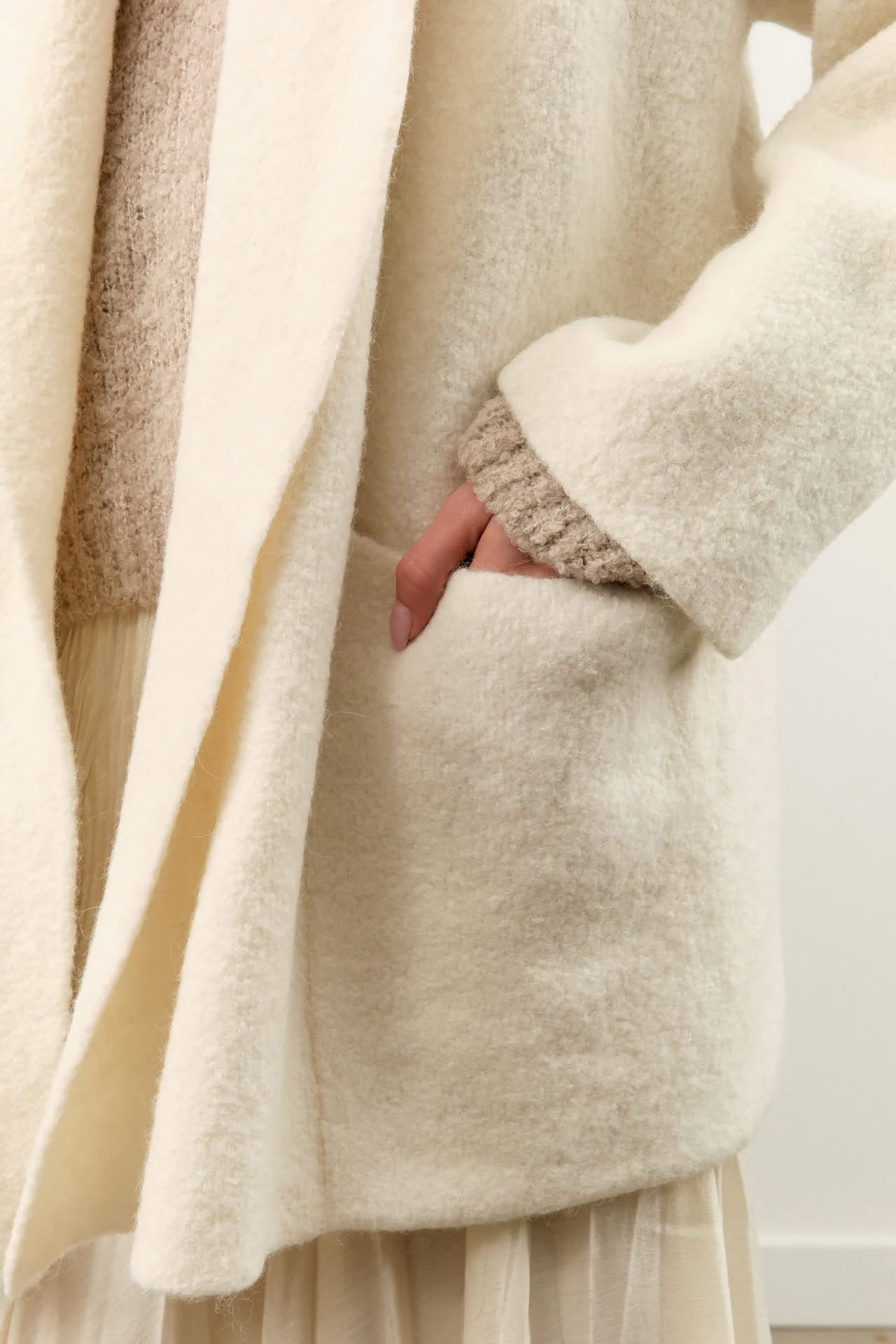 Lauren Manoogian Apparel Womens Sweaters Double Face Coat in Raw White