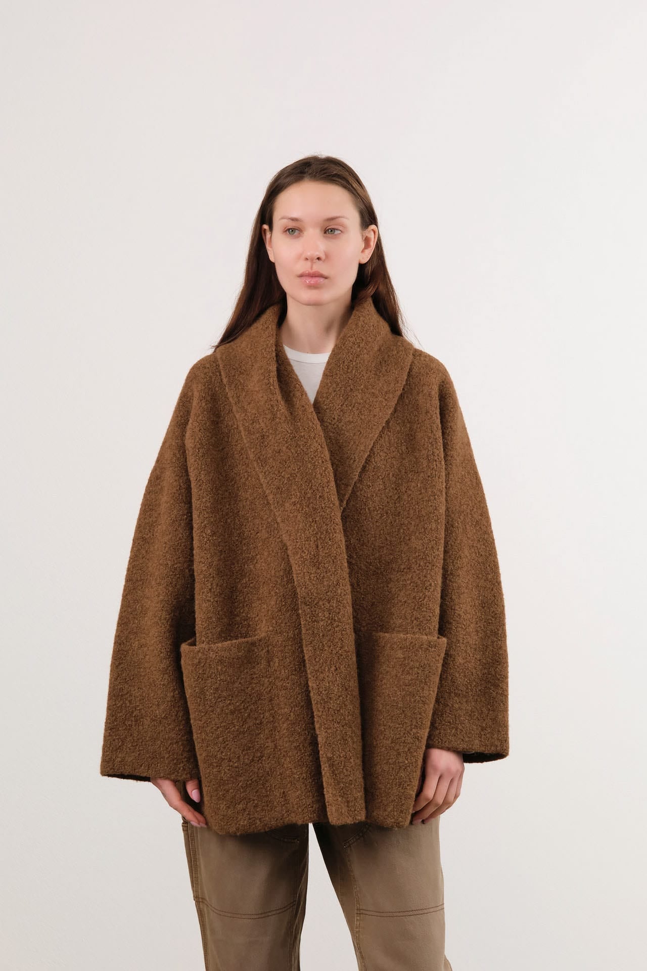 Lauren Manoogian Apparel Womens Sweaters Double Face Coat in Rust