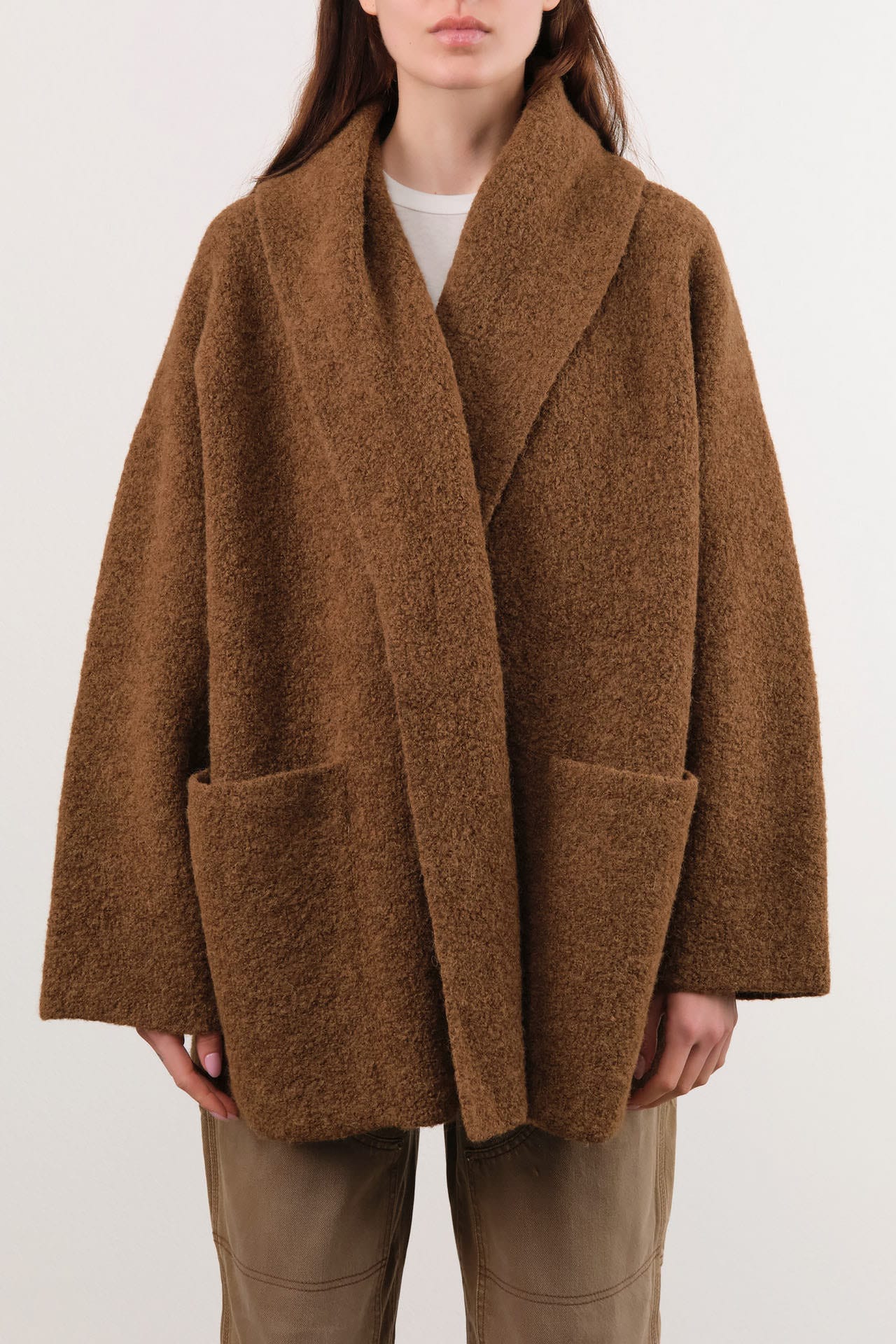 Lauren Manoogian Apparel Womens Sweaters Double Face Coat in Rust