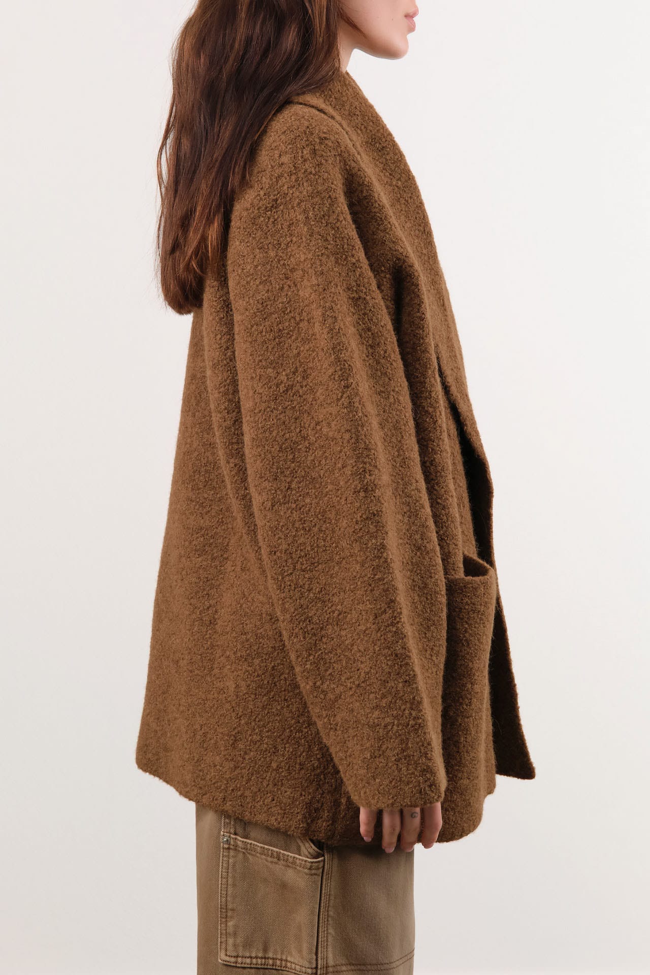 Lauren Manoogian Apparel Womens Sweaters Double Face Coat in Rust
