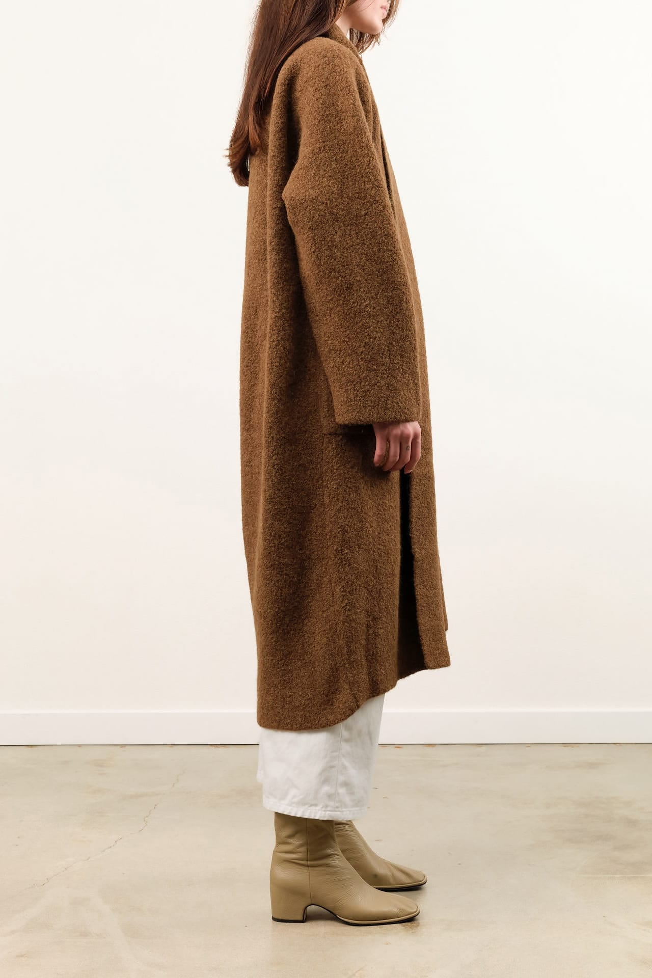 Lauren Manoogian Apparel Womens Sweaters Double Face Long Coat in Rust