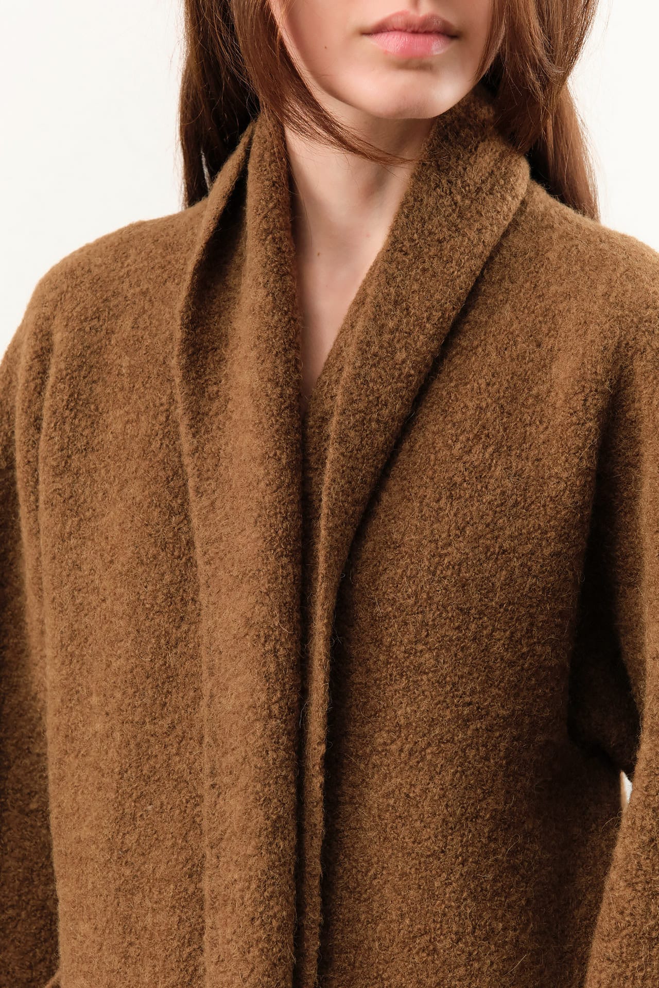 Lauren Manoogian Apparel Womens Sweaters Double Face Long Coat in Rust