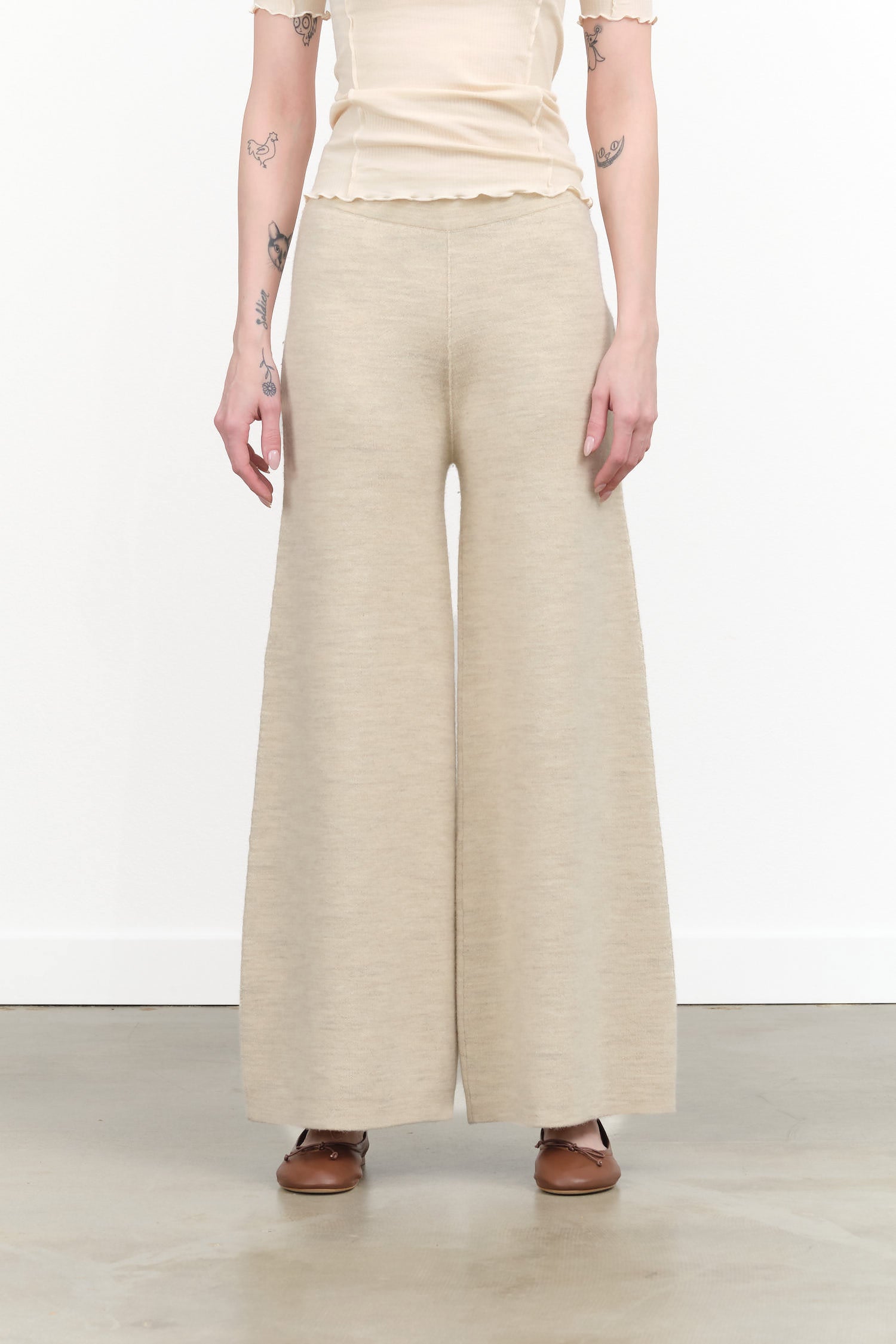 Double Knit Flare Pants by Lauren Manoogian in Ecru